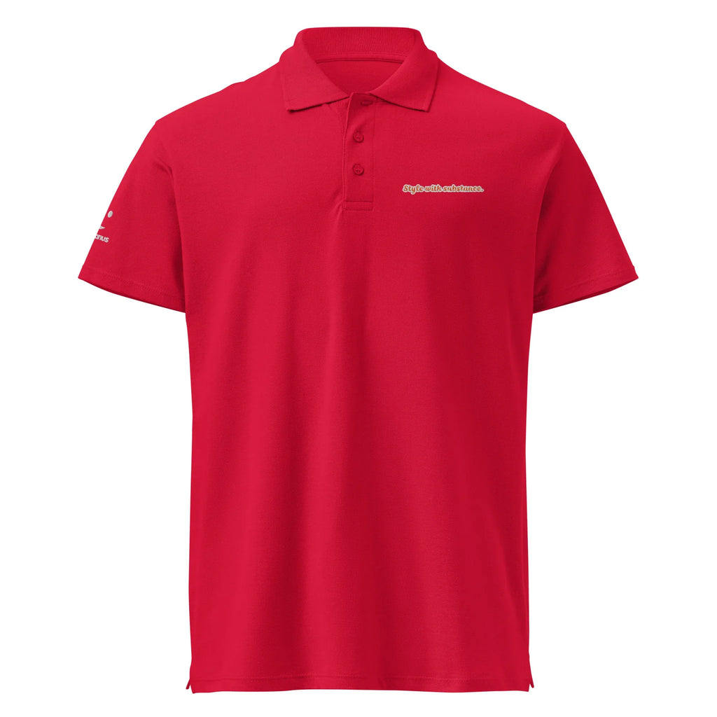Style with substance. Unisex Premium Pique Polo Shirt polo shirt AwRans Clothing unisex-premium-pique-polo-shirt-red-front-67ba6a1aa9cf0