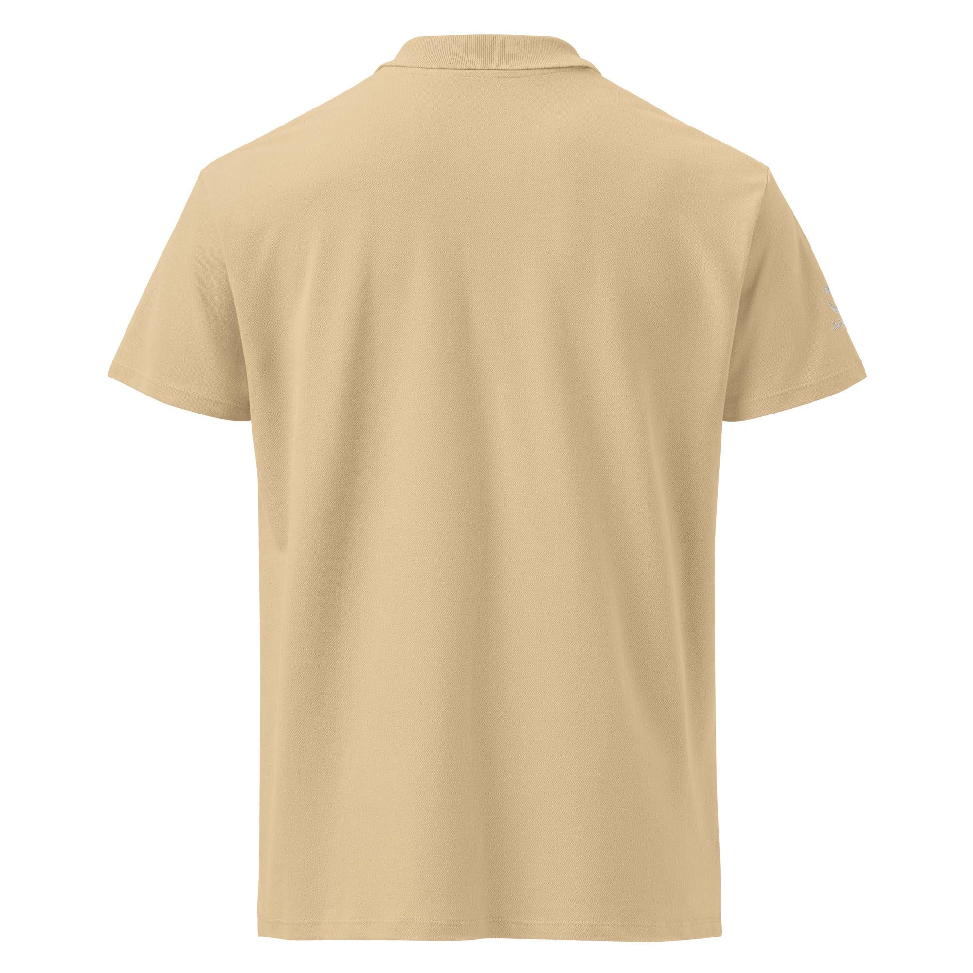 Refined. Timeless. You. Unisex Premium Pique Polo Shirt polo shirt AwRans Clothing unisex-premium-pique-polo-shirt-sand-back-67ba6803c258f