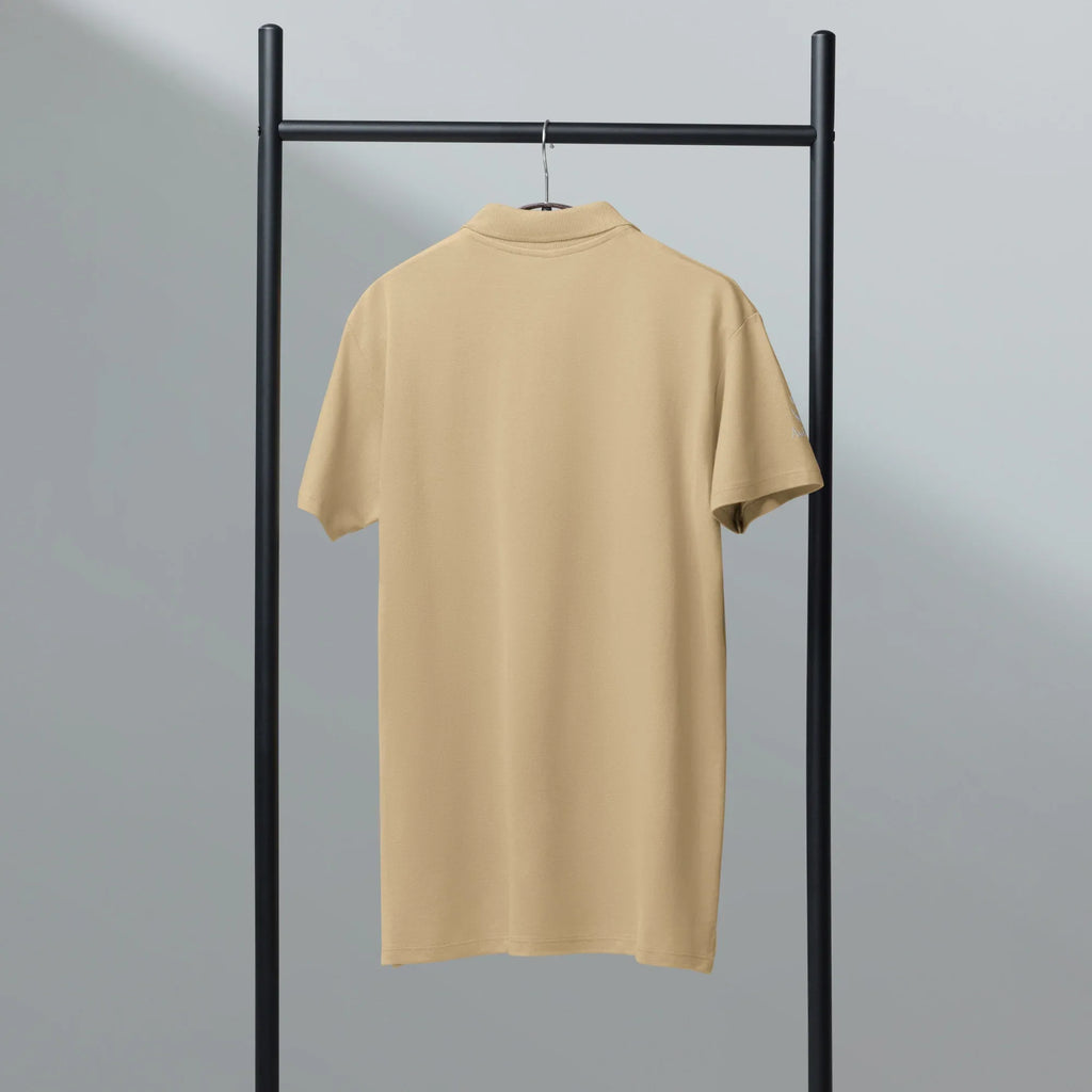 Refined. Timeless. You. Unisex Premium Pique Polo Shirt polo shirt AwRans Clothing unisex-premium-pique-polo-shirt-sand-back-67ba6803c4bfc