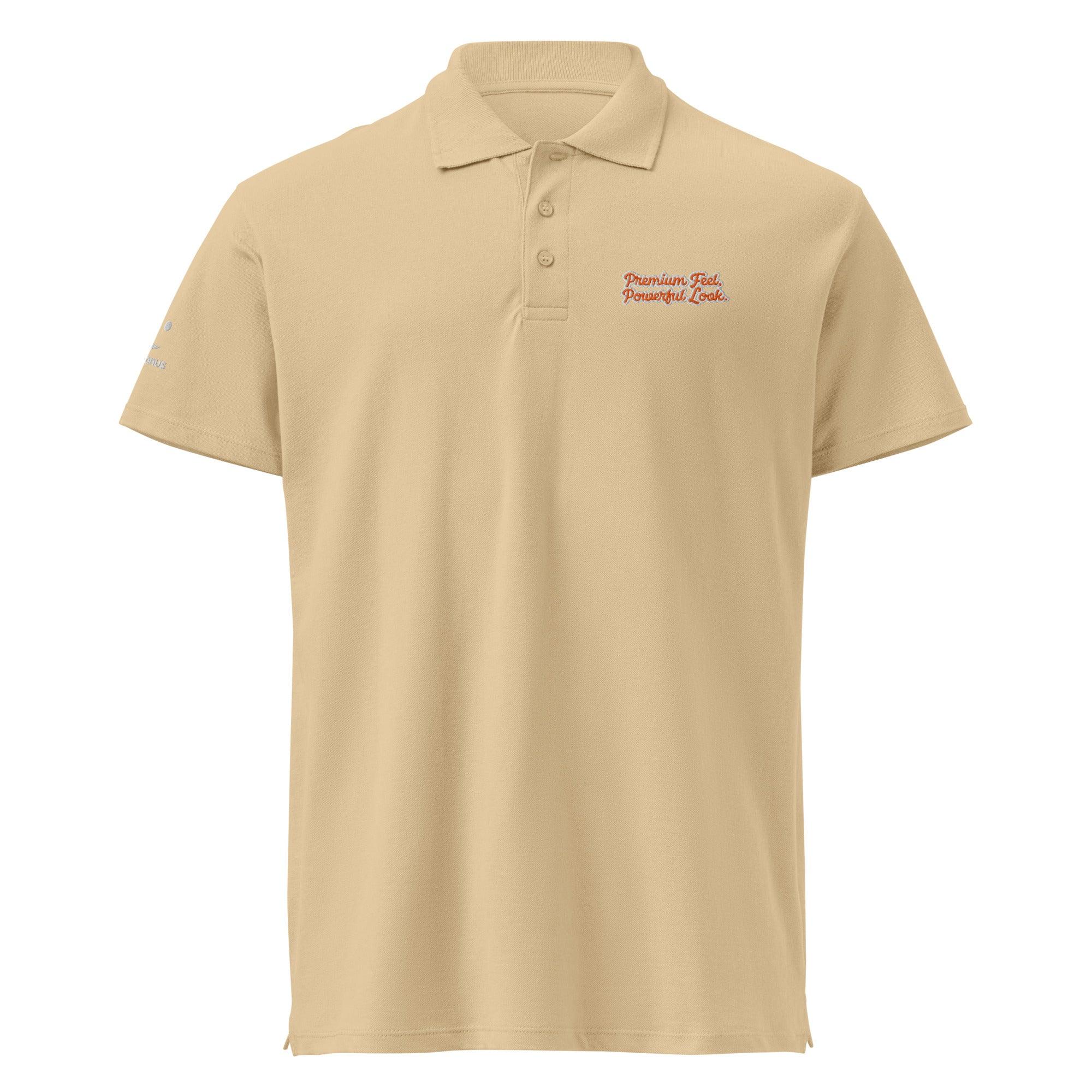 Premium Feel, Powerful Look. Unisex Premium Pique Polo Shirt polo shirt AwRans Clothing unisex-premium-pique-polo-shirt-sand-front-67ba6765bae62