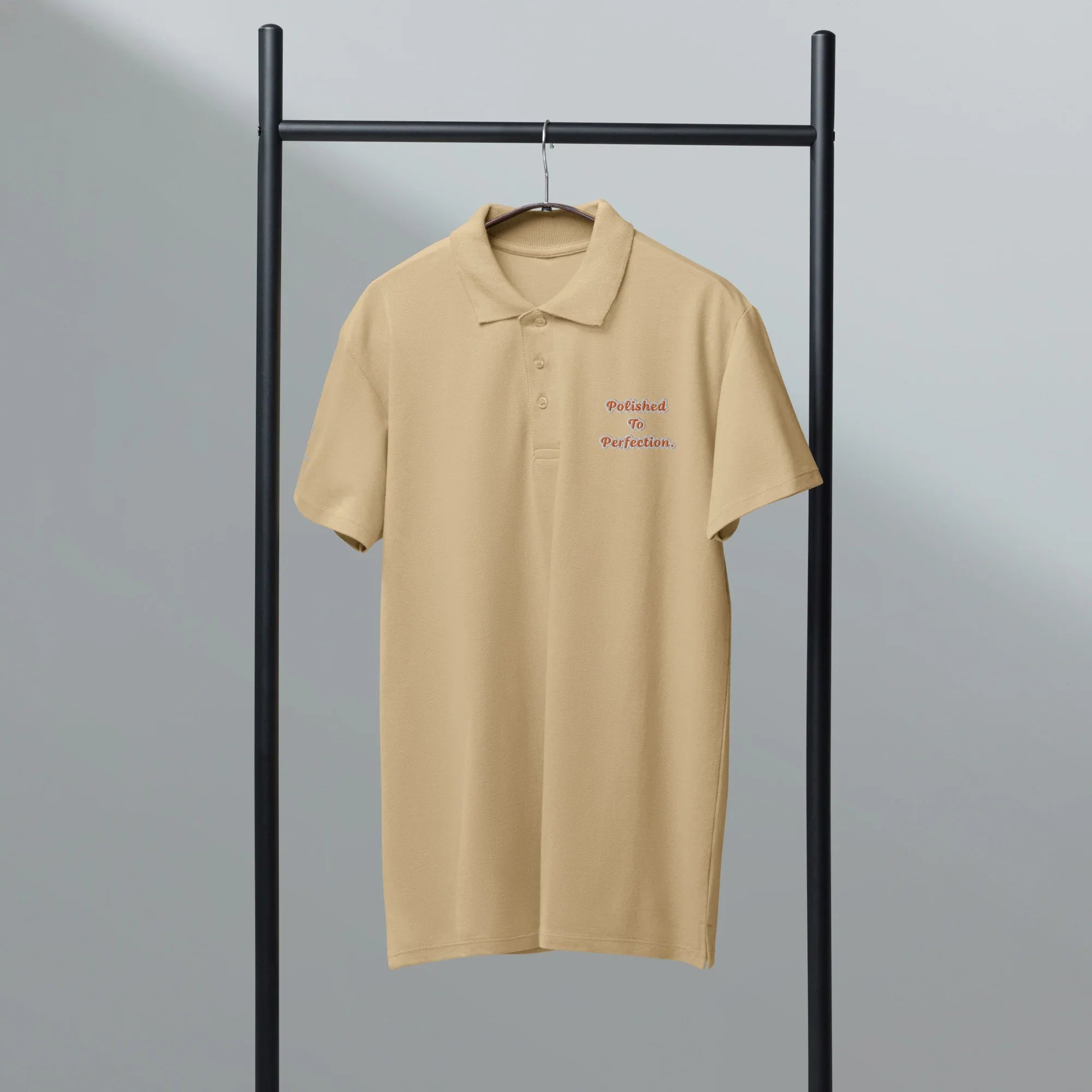Polished to perfection. Unisex Premium Pique Polo Shirt polo shirt AwRans Clothing unisex-premium-pique-polo-shirt-sand-front-67ba69ce829ac