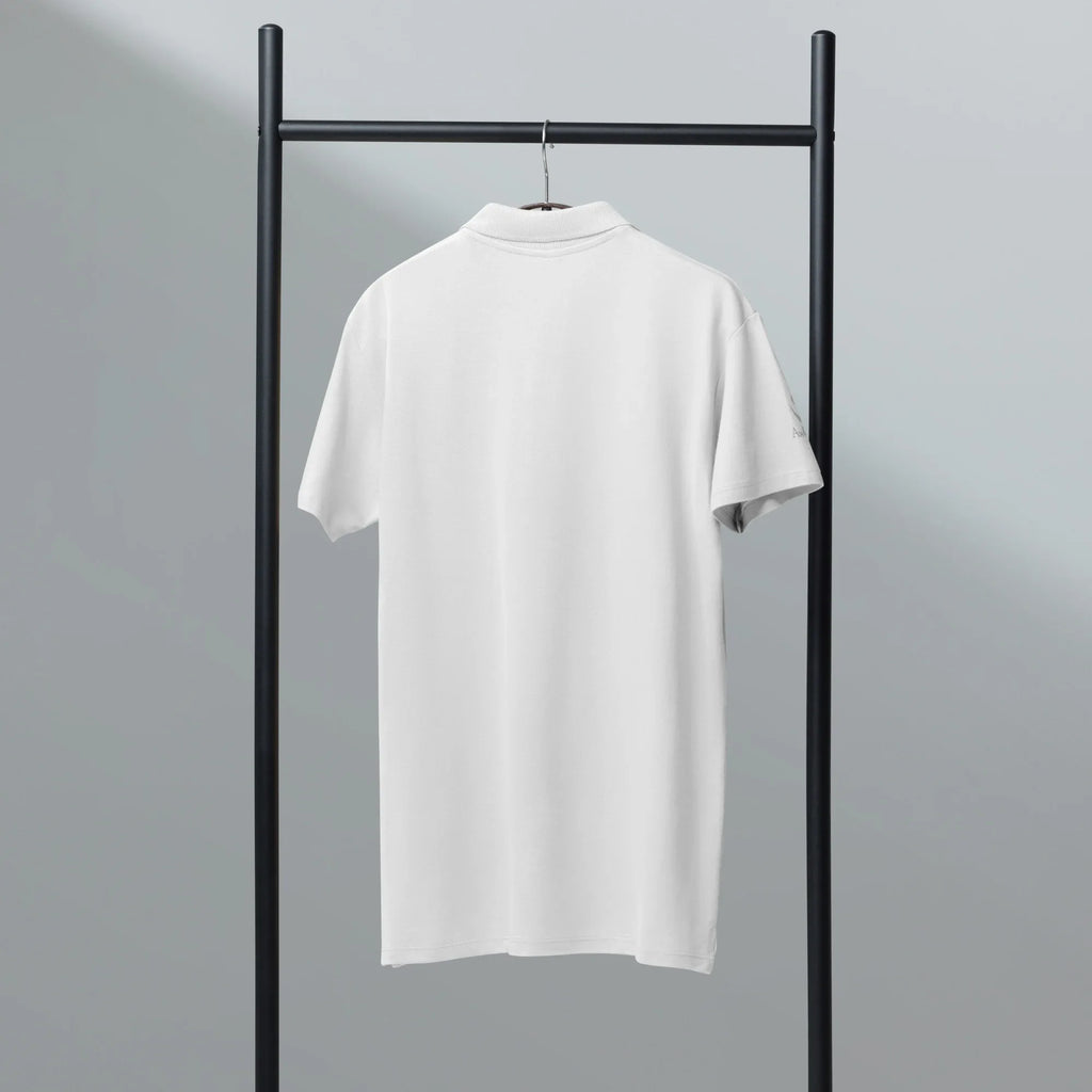Sleek. Smart. Sophisticated. Unisex Premium Pique Polo Shirt polo shirt AwRans Clothing unisex-premium-pique-polo-shirt-white-back-67ba6a71a0c24