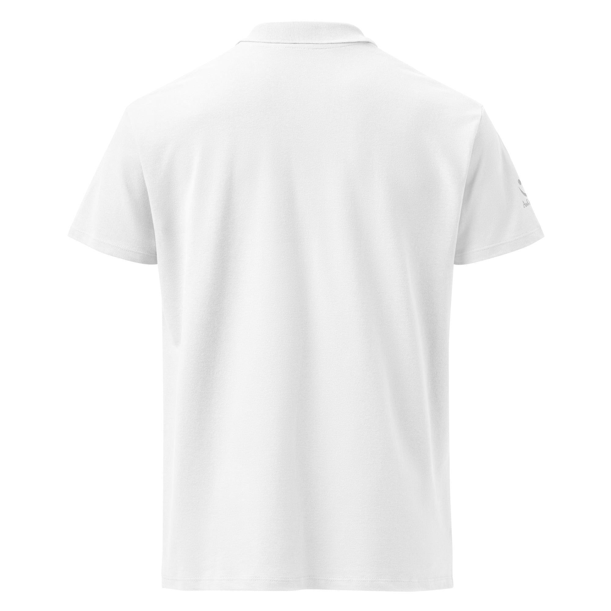 Sleek. Smart. Sophisticated. Unisex Premium Pique Polo Shirt polo shirt AwRans Clothing unisex-premium-pique-polo-shirt-white-back-67ba6a71a2bd2