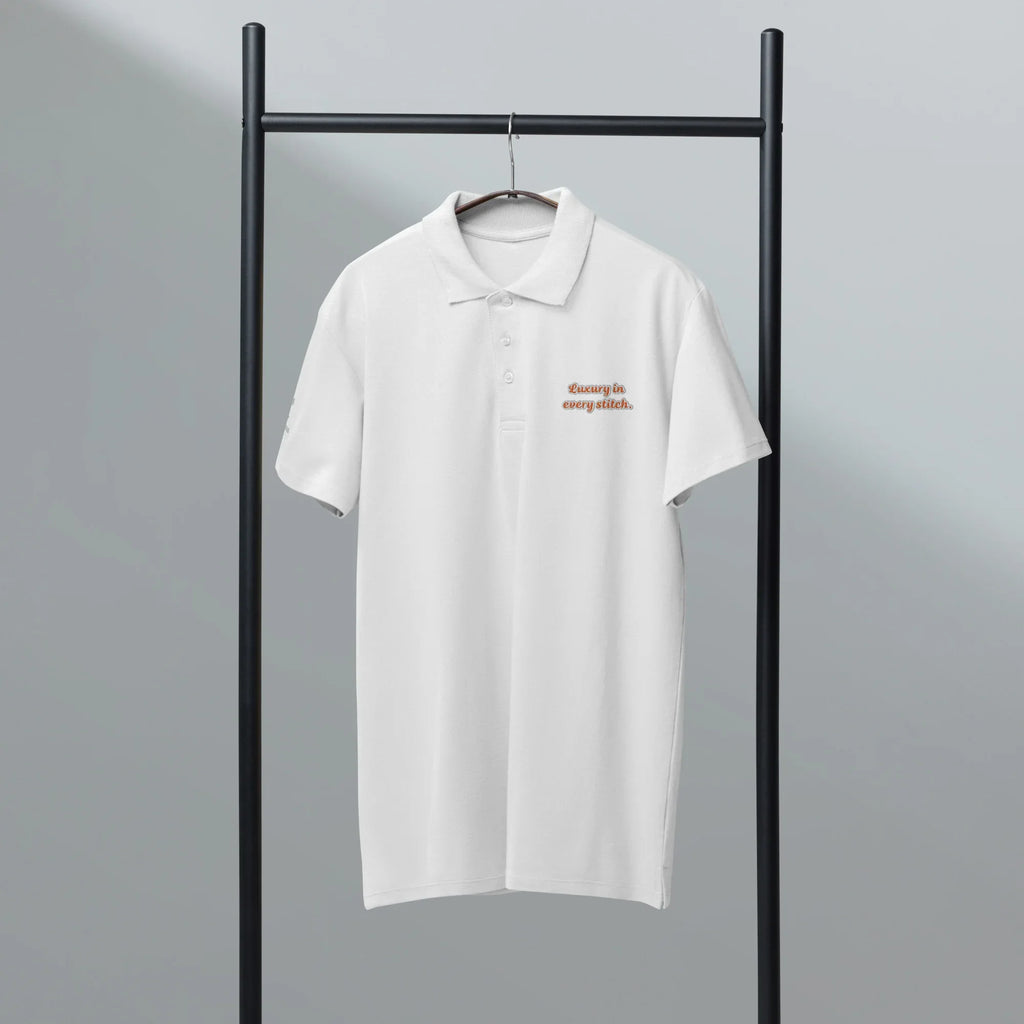 Luxury in every stitch . Unisex Premium Pique Polo Shirt polo shirt AwRans Clothing unisex-premium-pique-polo-shirt-white-front-67ba67bad8fee