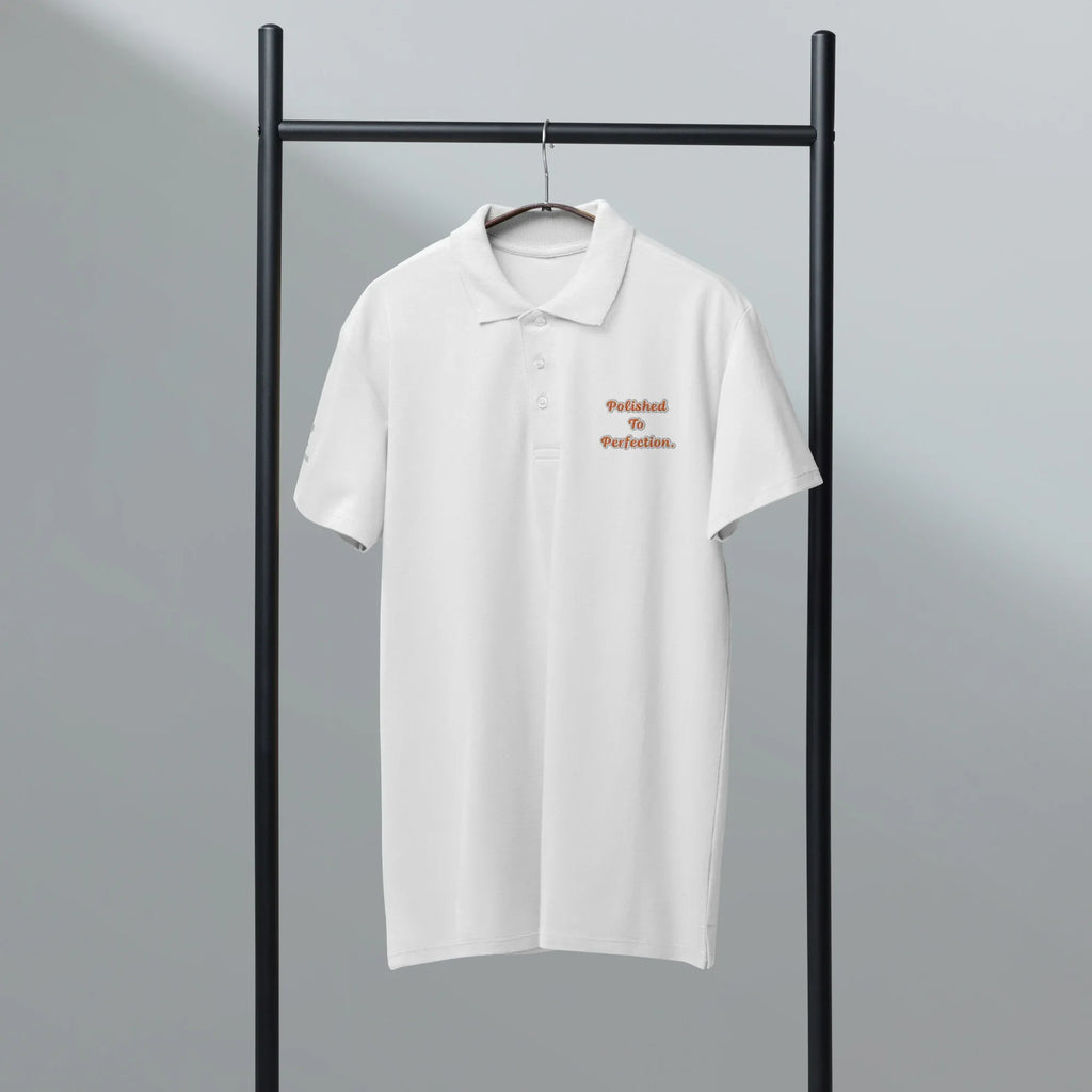 Polished to perfection. Unisex Premium Pique Polo Shirt polo shirt AwRans Clothing unisex-premium-pique-polo-shirt-white-front-67ba69ce87739