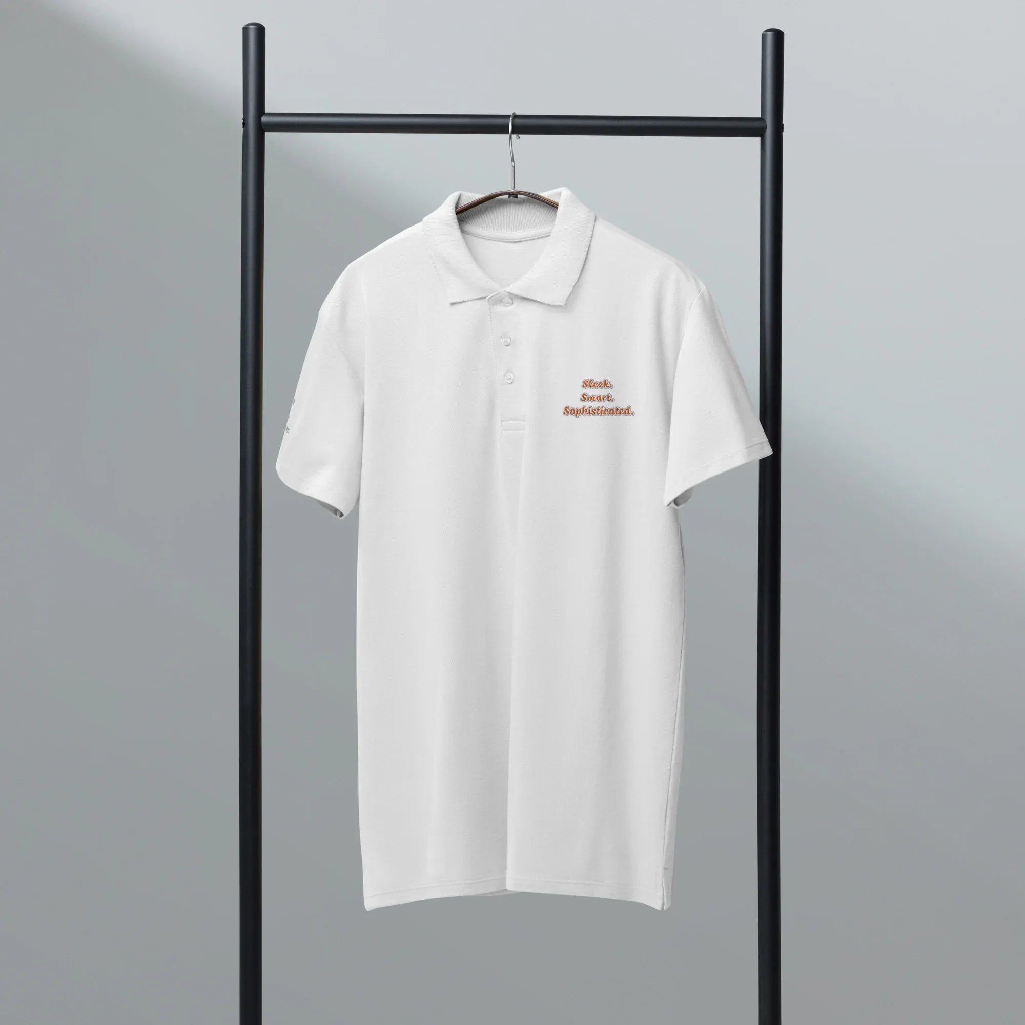 Sleek. Smart. Sophisticated. Unisex Premium Pique Polo Shirt polo shirt AwRans Clothing unisex-premium-pique-polo-shirt-white-front-67ba6a71a1bea
