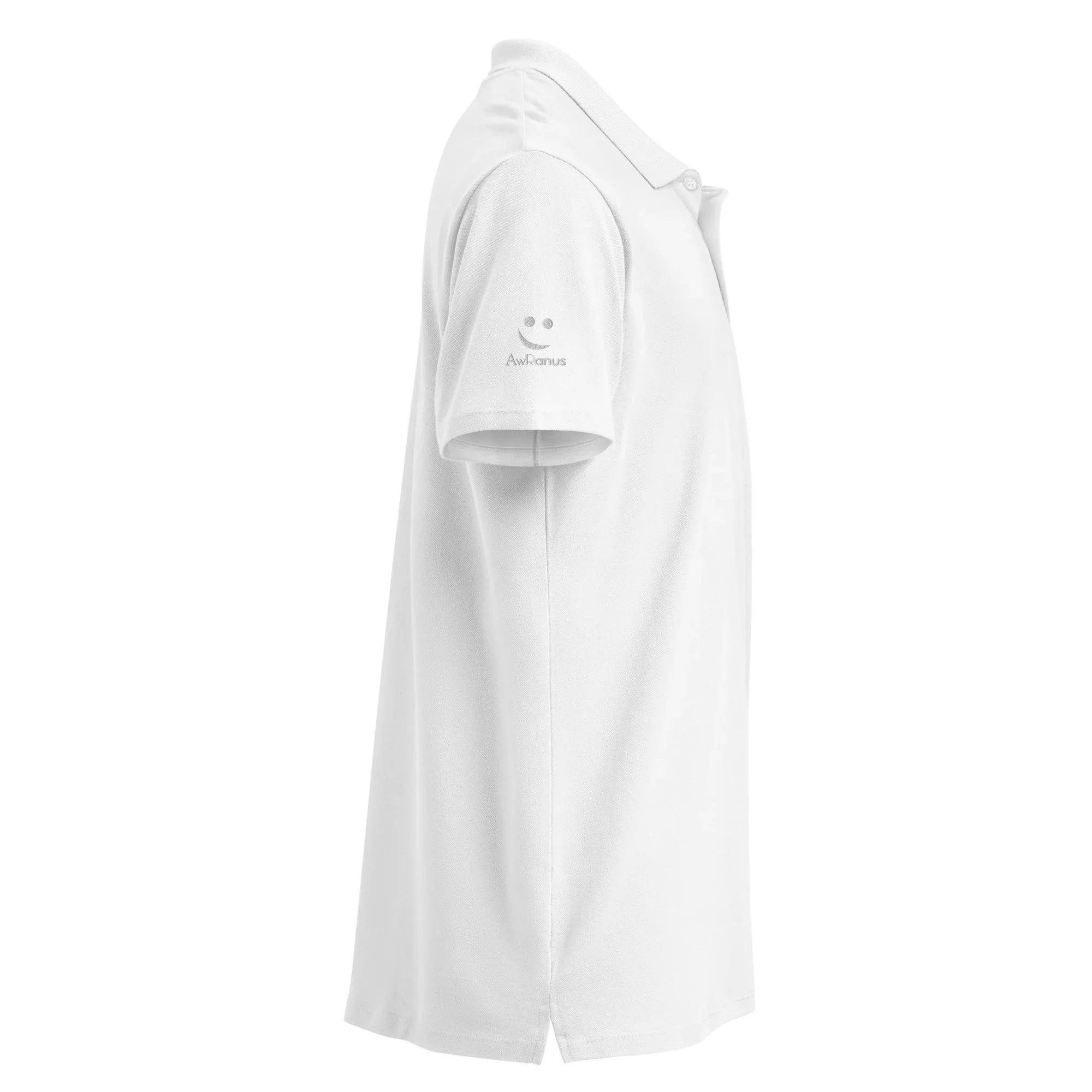 Sleek. Smart. Sophisticated. Unisex Premium Pique Polo Shirt polo shirt AwRans Clothing unisex-premium-pique-polo-shirt-white-right-67ba6a71a4aea