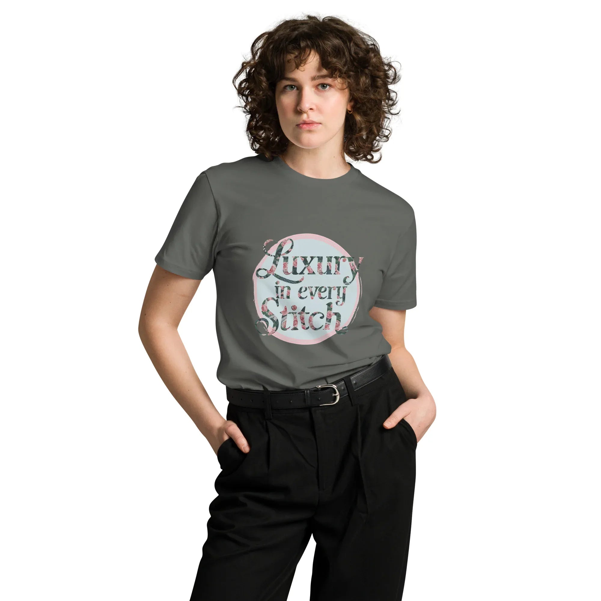 Women's Premium T-Shirt | Luxury In Every Stitch T-Shirt AwRans Clothing unisex-premium-t-shirt-charcoal-front-6794c281654e5