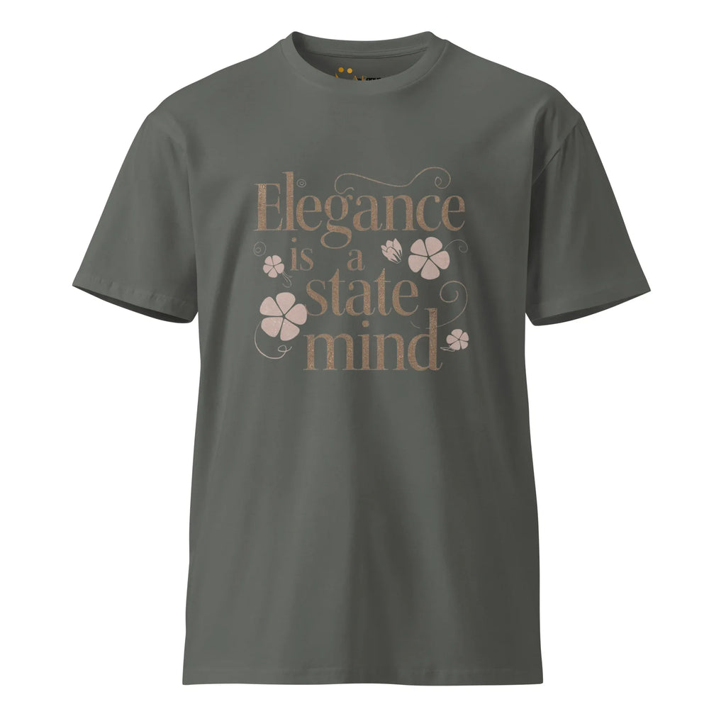 Women's Premium T-Shirt | Elegance Is A State Mind. T-Shirt AwRans Clothing unisex-premium-t-shirt-charcoal-front-6794c73aba084