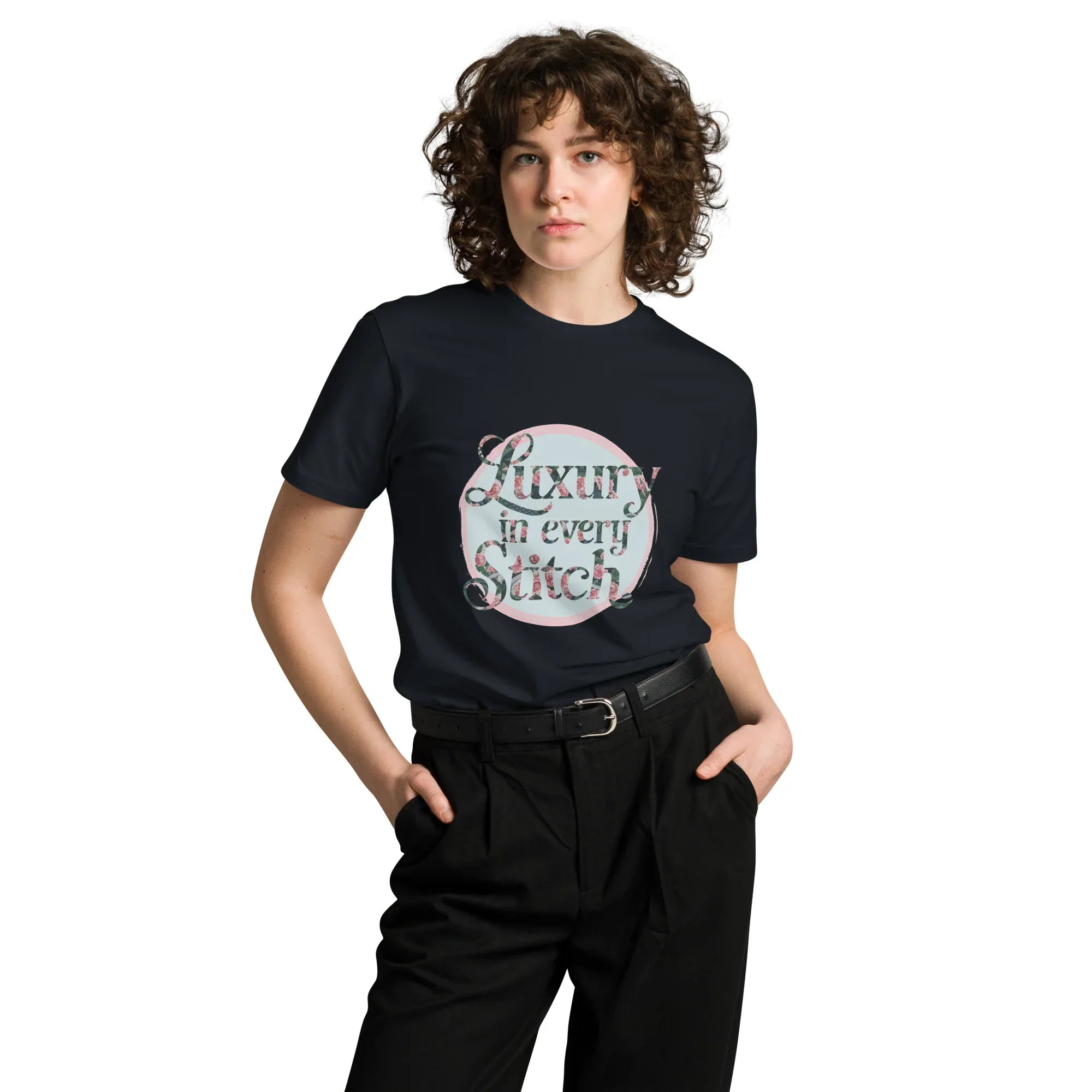 Women's Premium T-Shirt | Luxury In Every Stitch T-Shirt AwRans Clothing unisex-premium-t-shirt-navy-front-6794c28163434