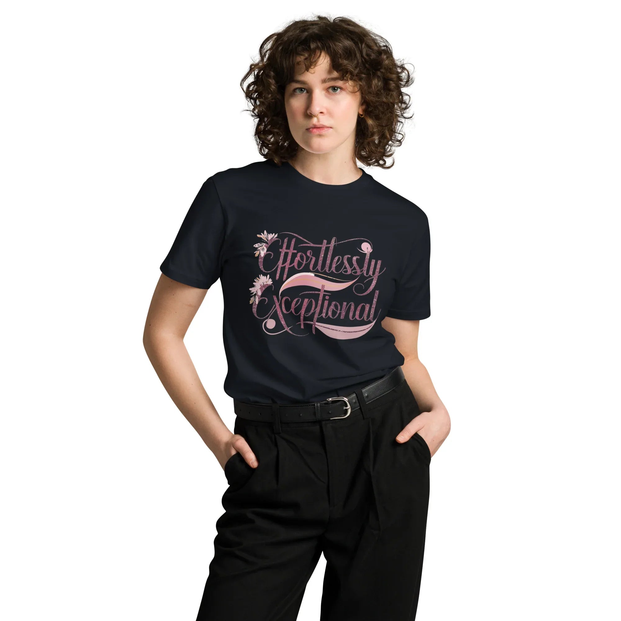 Women's Premium T-Shirt | Effortlessly Exceptional Navy T-Shirt AwRans Clothing unisex-premium-t-shirt-navy-front-6794f35119955