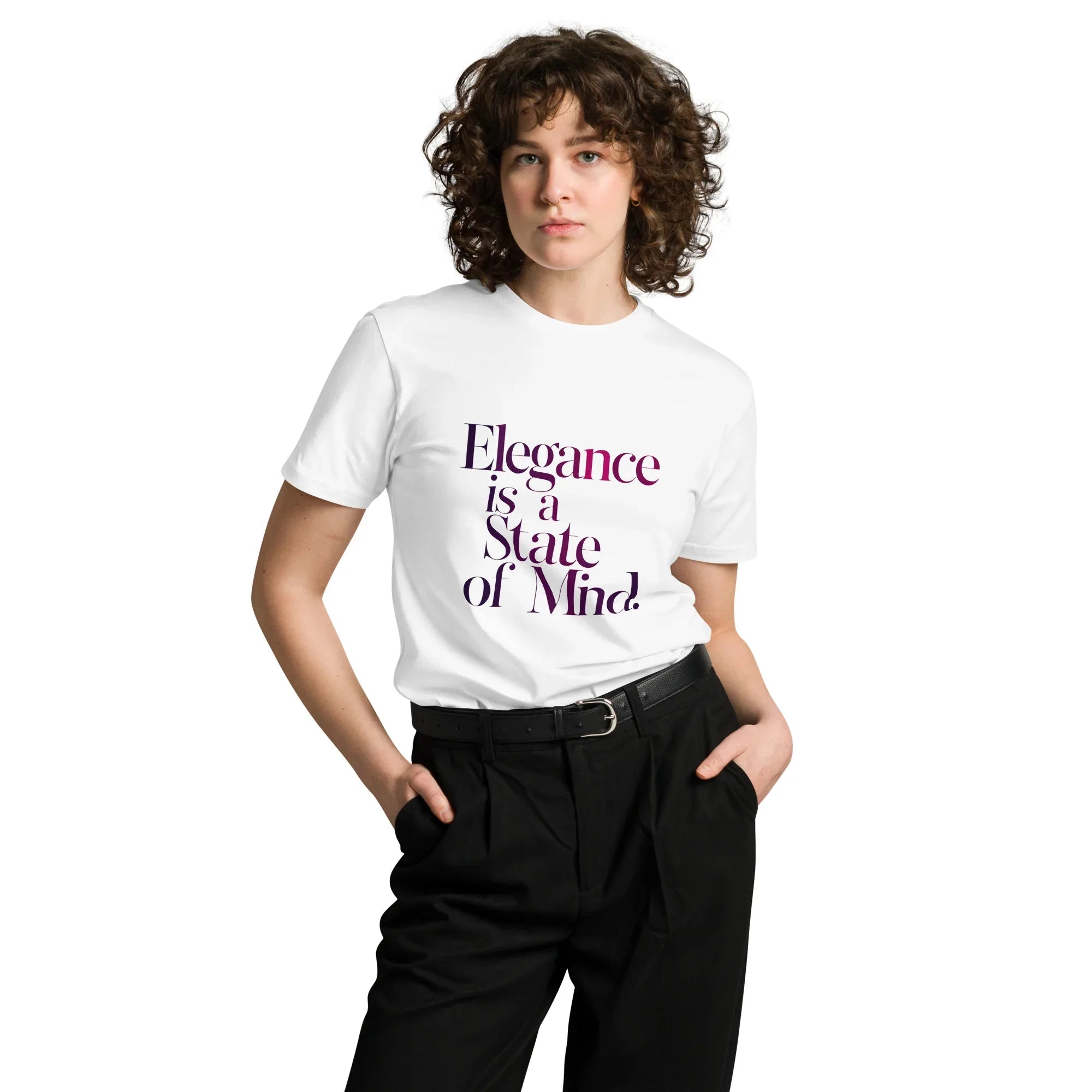 Women's Premium T-Shirt | Elegance Is A State Of Mind. White T-Shirt AwRans Clothing unisex-premium-t-shirt-white-front-6794c58143ee2