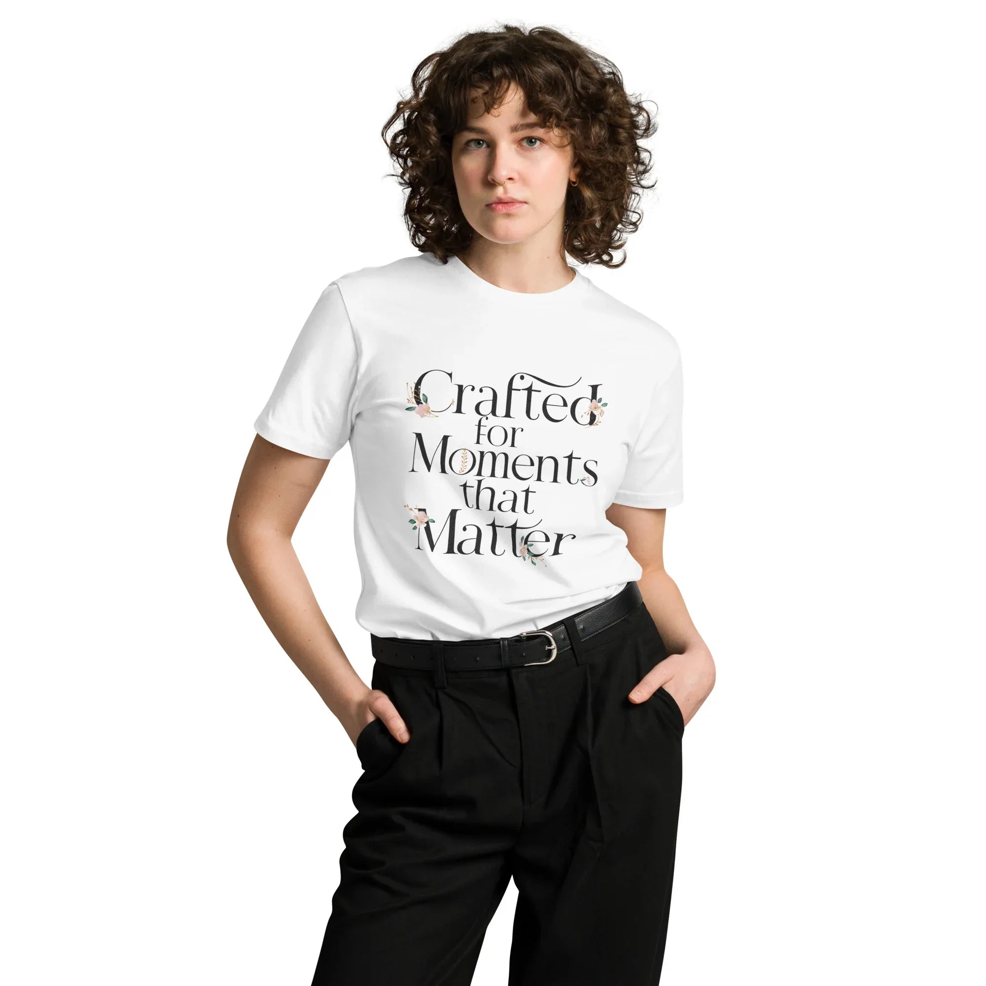 Women's Premium T-Shirt | Crafted For Moments That Matter White T-Shirt AwRans Clothing unisex-premium-t-shirt-white-front-6794f31729372
