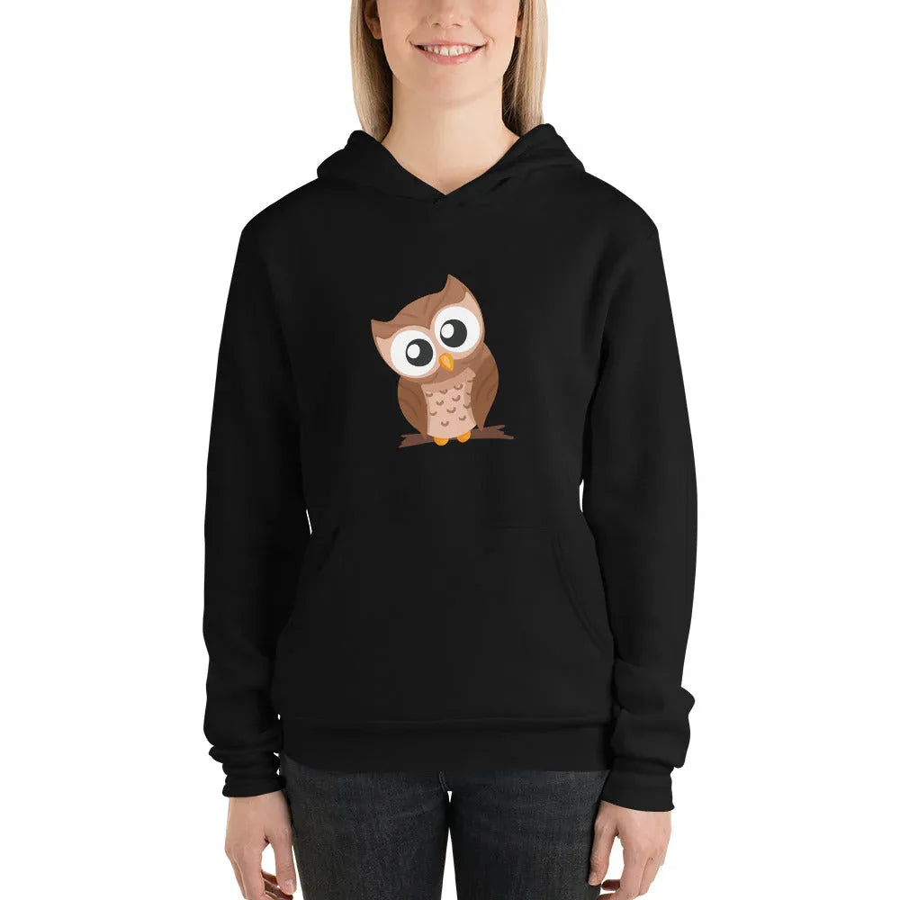 Women's | Owl Hoodie Black Hoodie AwRans Clothing unisex-pullover-hoodie-black-front-65b2dda3cc6b4