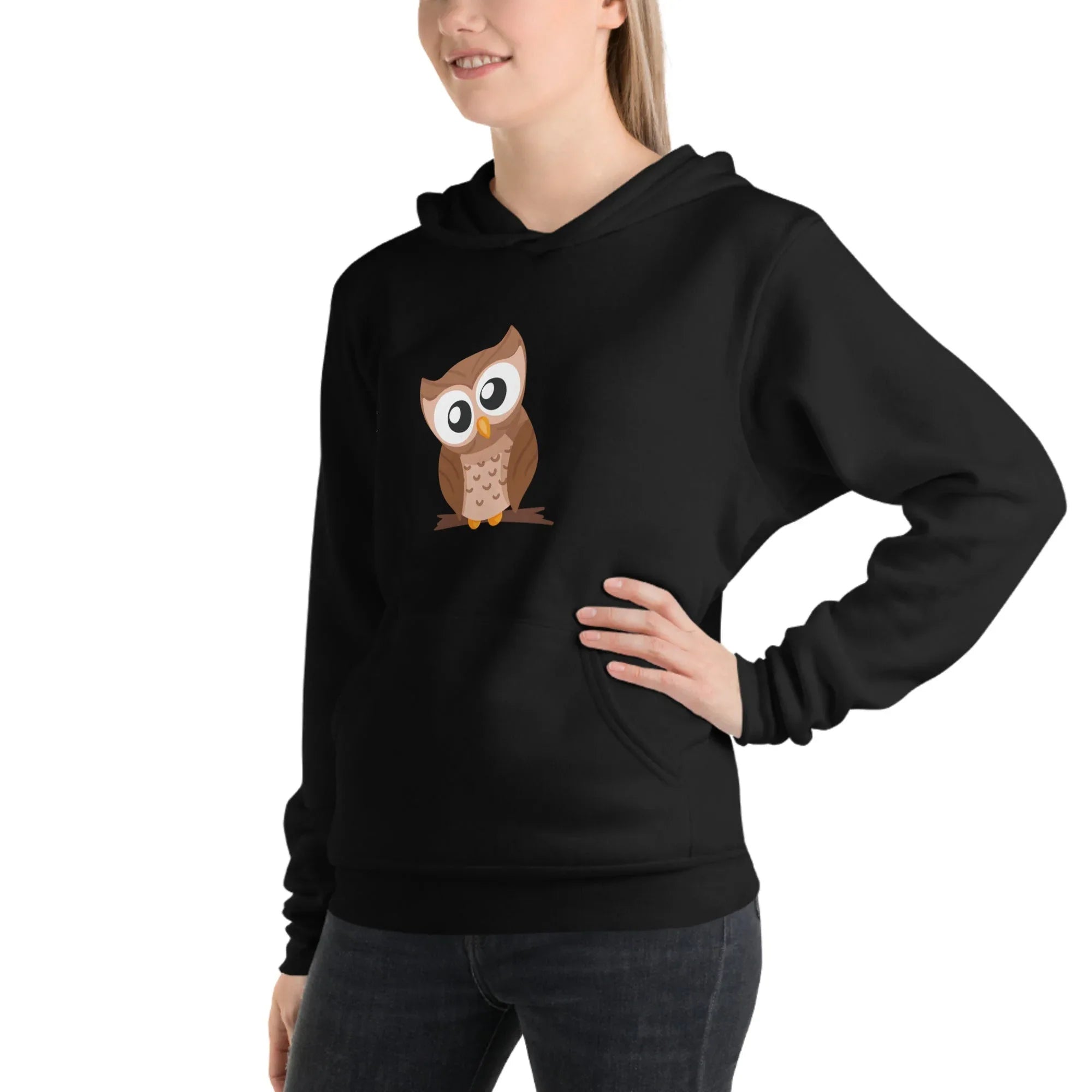 Women's | Owl Hoodie Hoodie AwRans Clothing unisex-pullover-hoodie-black-left-front-65b2dda3cc81e