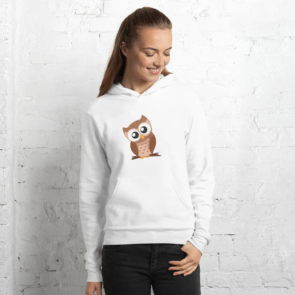 Women's | Owl Hoodie White Hoodie AwRans Clothing unisex-pullover-hoodie-white-front-65b2dda3c92f7