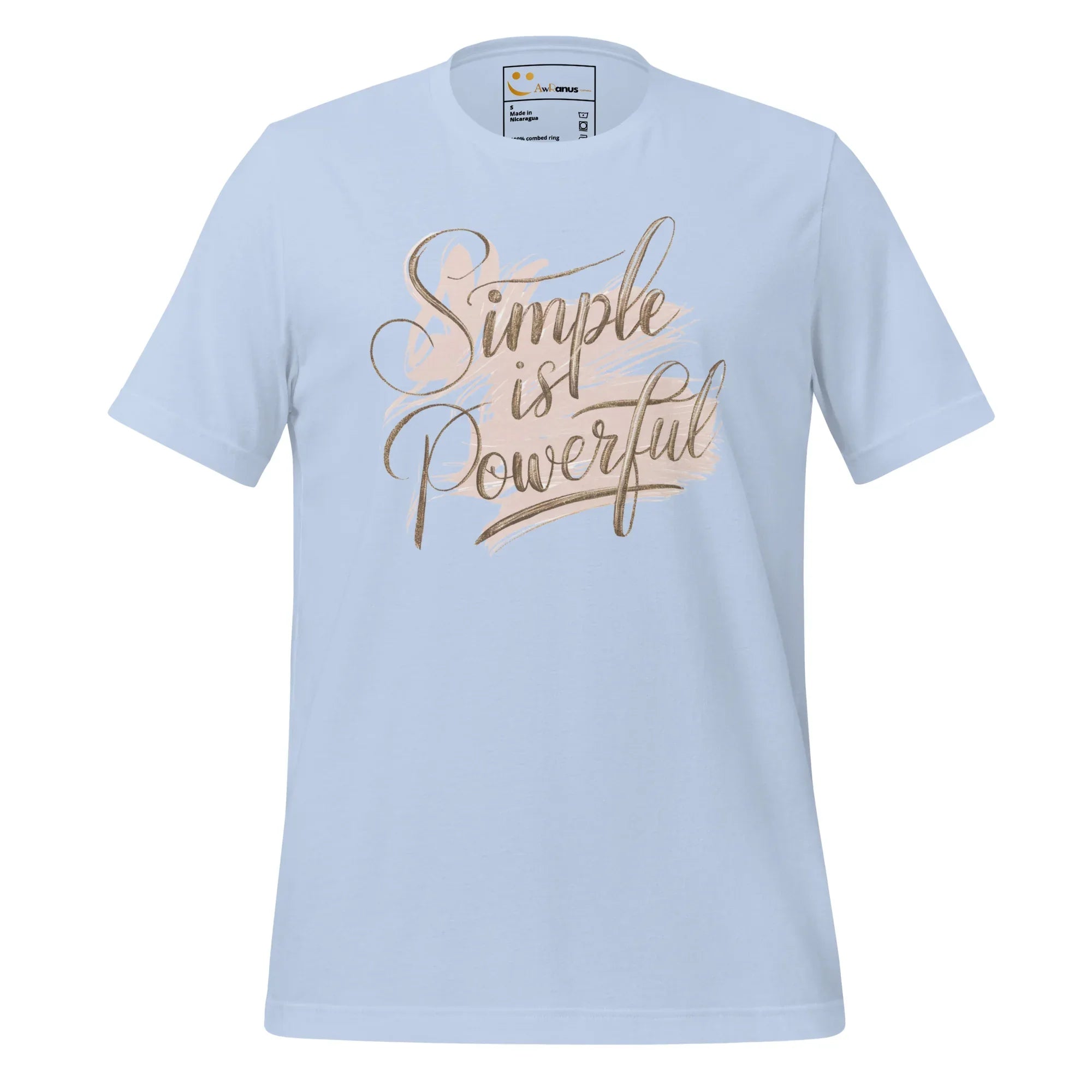 Women's T-Shirt | Simple Is Powerful Women's t-shirt AwRans Clothing unisex-staple-t-shirt-baby-blue-front-679a45940dc2a