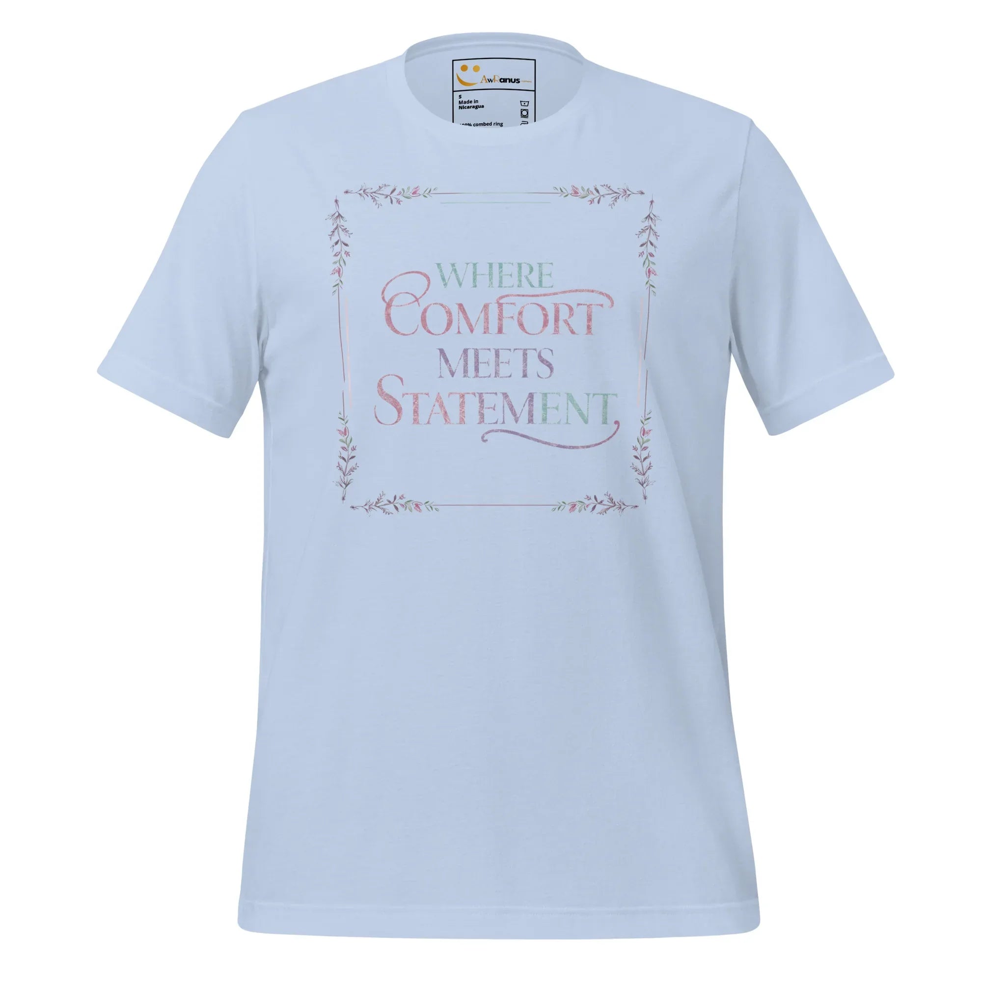 Women's T-Shirt | Where Comfort Meets Statement Women's t-shirt AwRans Clothing unisex-staple-t-shirt-baby-blue-front-679bdbf413bac