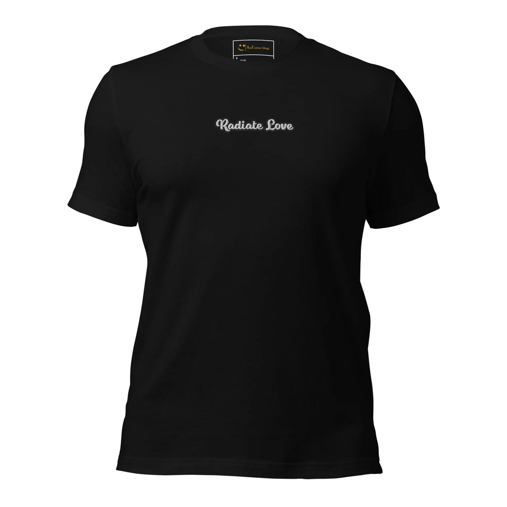 Unisex | Radiate Love T-Shirt Black t-shirt AwRans Clothing unisex-staple-t-shirt-black-front-6749de232f41d