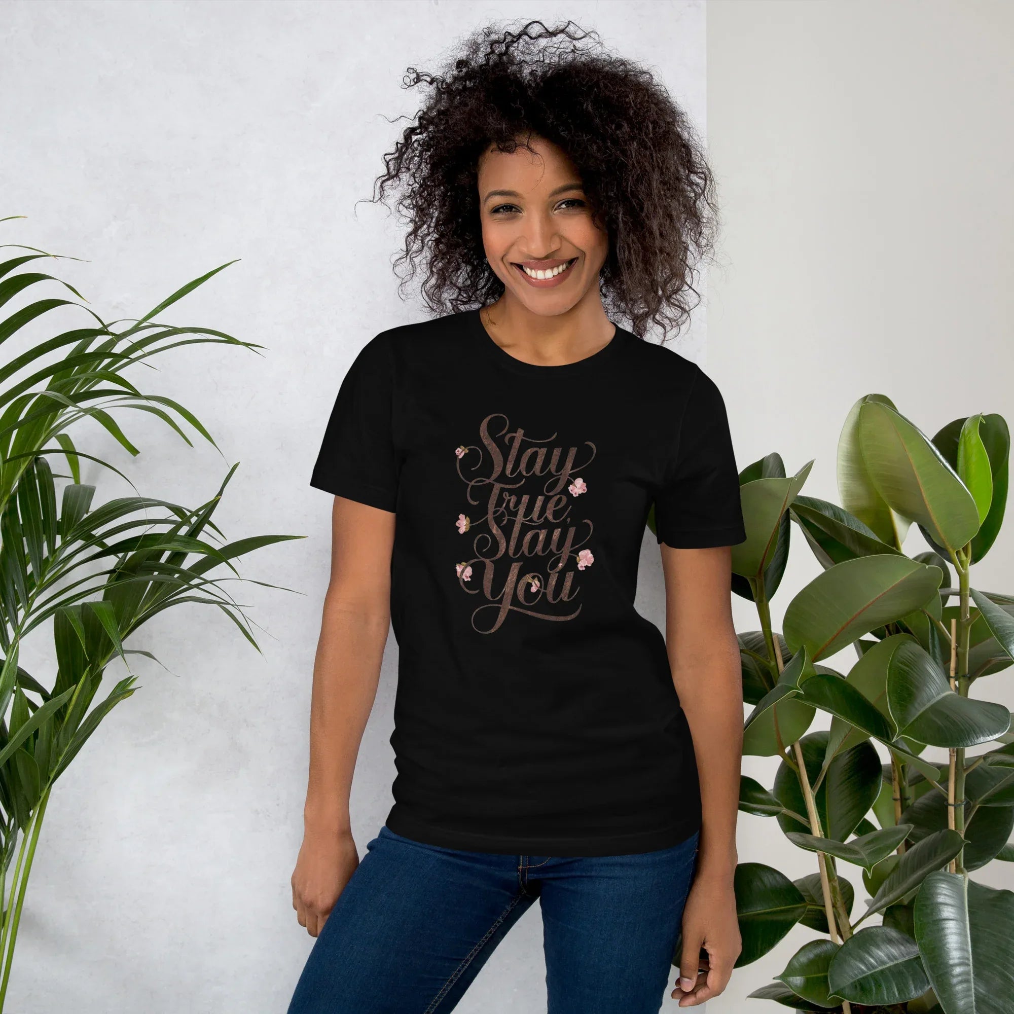Women's T-Shirt | Stay True,Stay You. Black Women's t-shirt AwRans Clothing unisex-staple-t-shirt-black-front-679a9bf1534a5