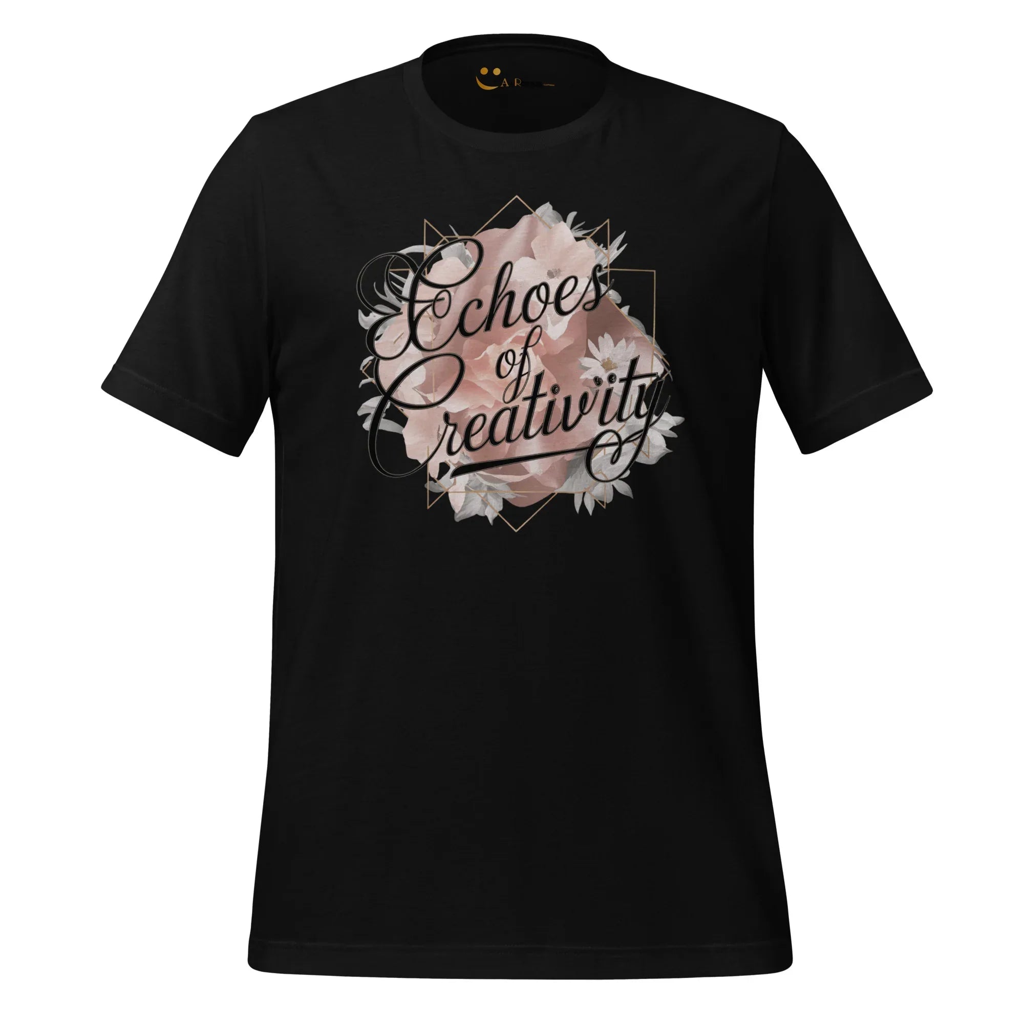 Women's T-Shirt | Echoes Of Creativity Women's t-shirt AwRans Clothing unisex-staple-t-shirt-black-front-679bbee4d4a93