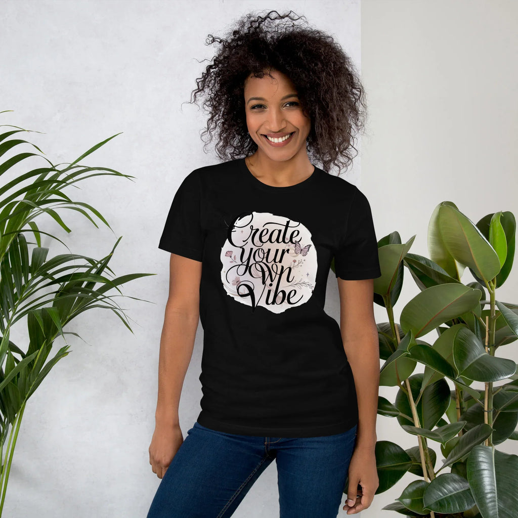 Women's T-Shirt | Create Your Own Vibe Black Women's t-shirt AwRans Clothing unisex-staple-t-shirt-black-front-679bc03ac1ec2