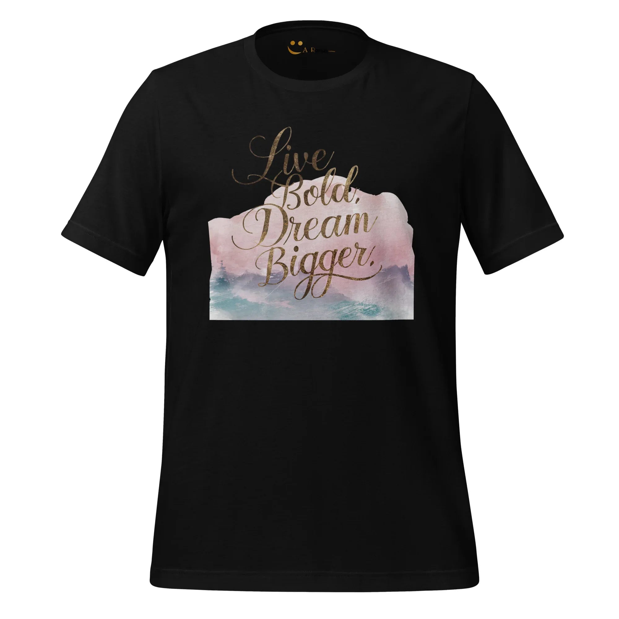 Women's T-Shirt | Live Bold,Dream Bigger. Women's t-shirt AwRans Clothing unisex-staple-t-shirt-black-front-679be001d6ca0