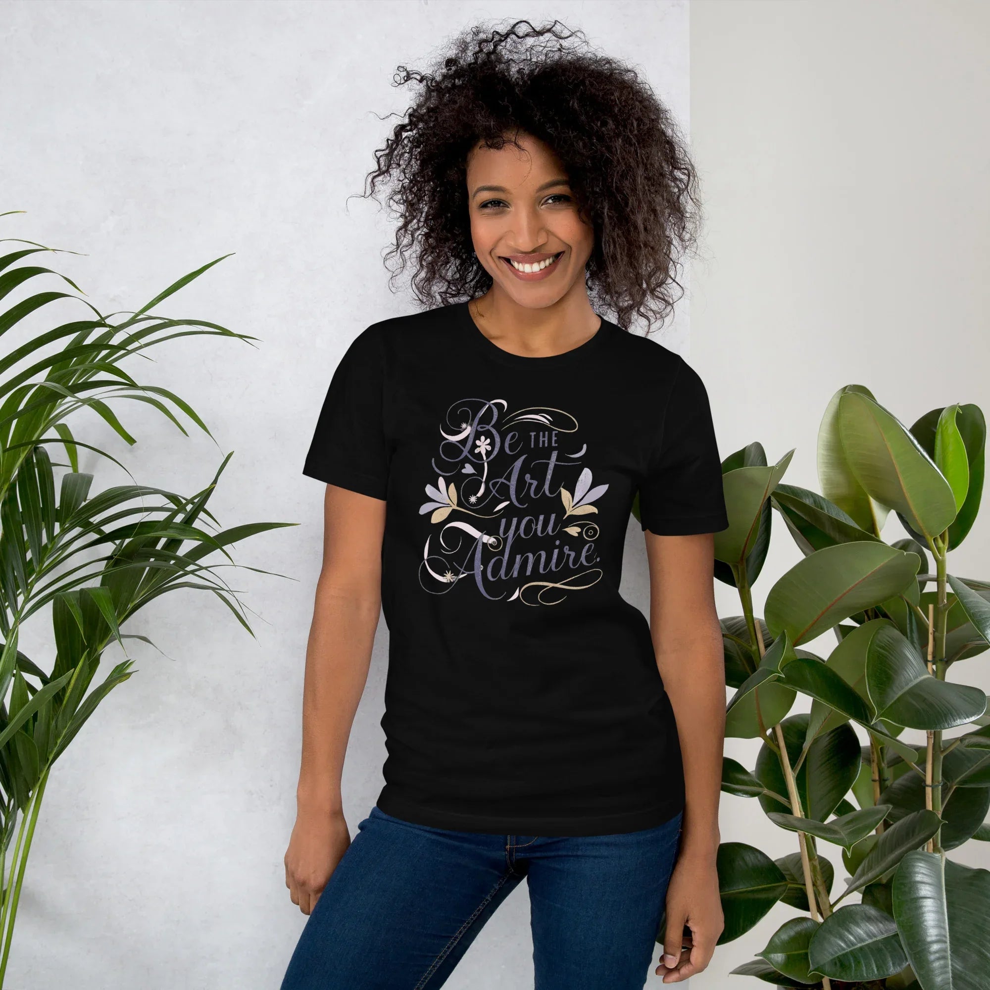 Women's T-Shirt | Be The Art You Admire Black Women's t-shirt AwRans Clothing unisex-staple-t-shirt-black-front-679be277abf85