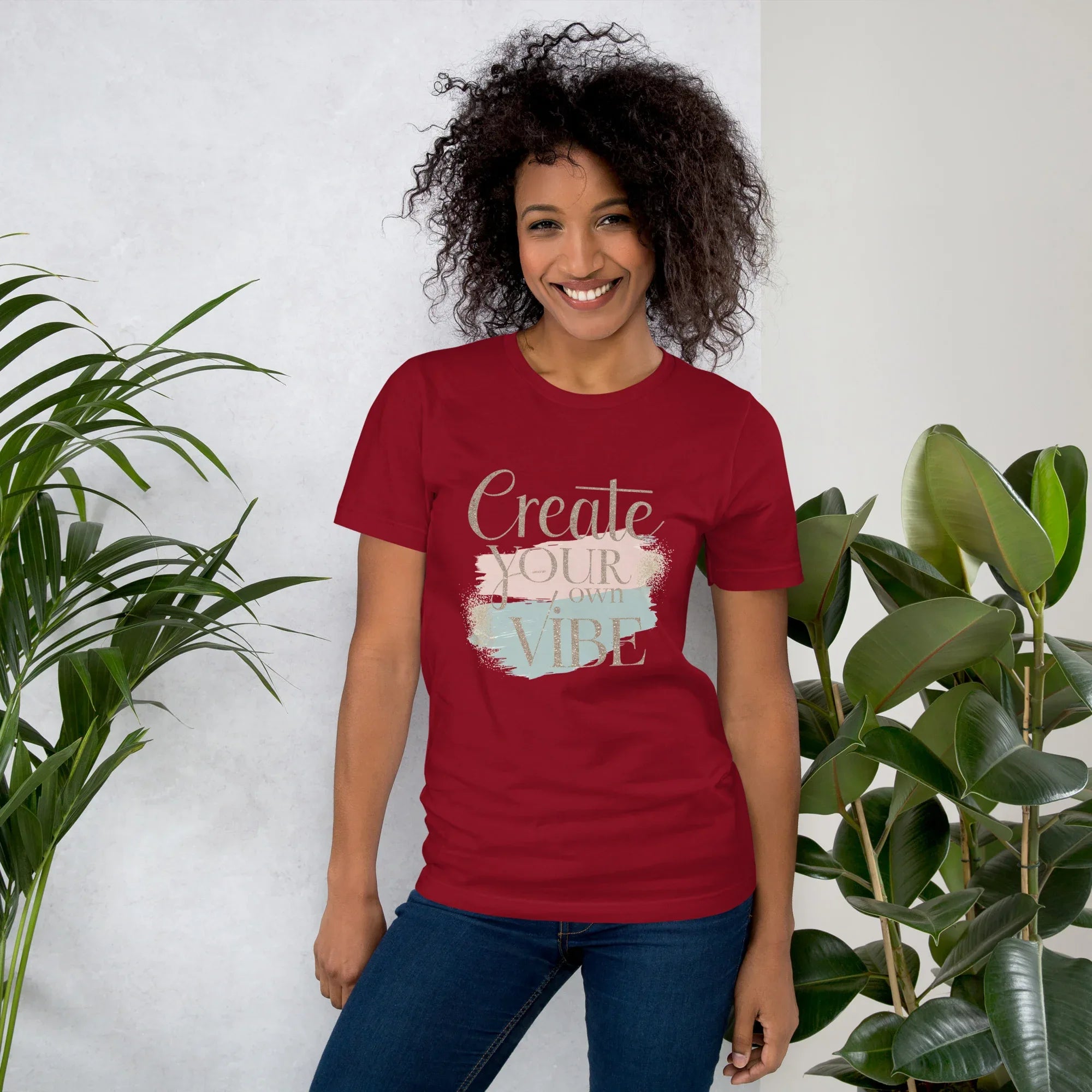 Women's T-Shirt | Creat Your Own Vibe Cardinal Women's t-shirt AwRans Clothing unisex-staple-t-shirt-cardinal-front-6799e51f916b0