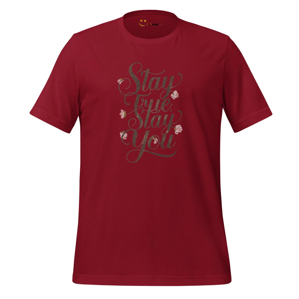 Women's T-Shirt | Stay True,Stay You. Women's t-shirt AwRans Clothing unisex-staple-t-shirt-cardinal-front-679a9bf156203