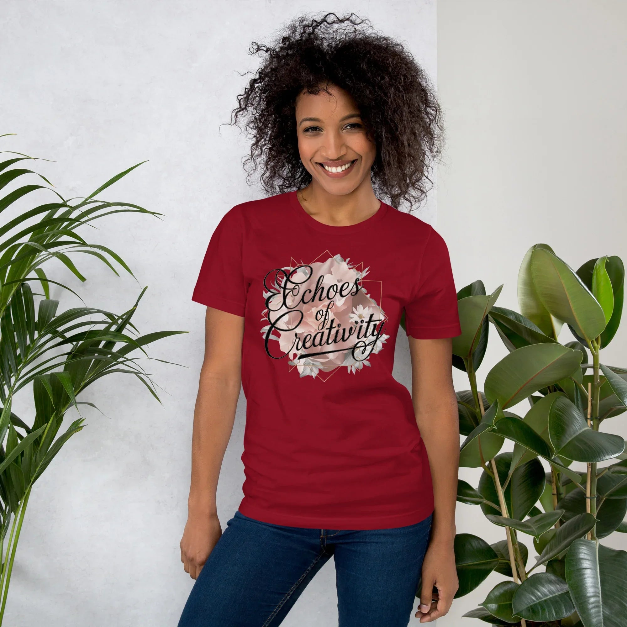 Women's T-Shirt | Echoes Of Creativity Cardinal Women's t-shirt AwRans Clothing unisex-staple-t-shirt-cardinal-front-679bbee58b43b