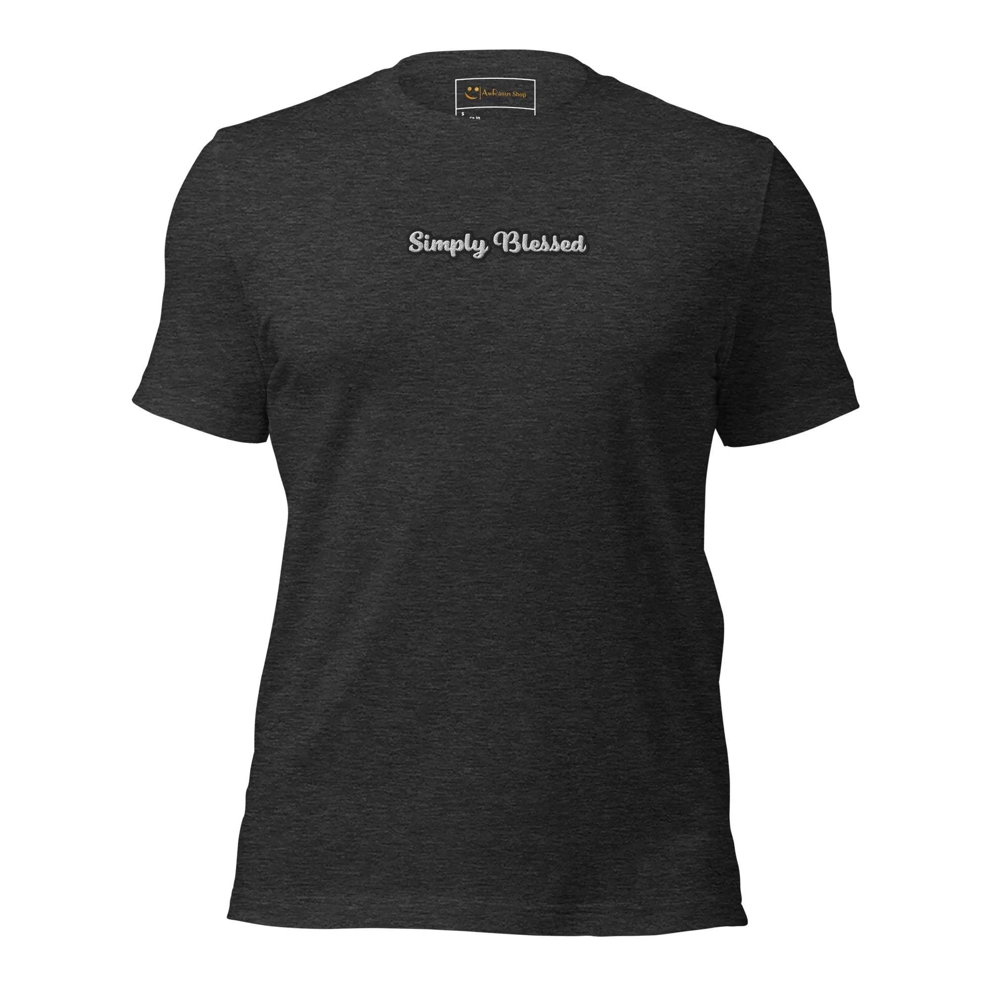 Unisex | Simply Blessed T-Shirt t-shirt AwRans Clothing unisex-staple-t-shirt-dark-grey-heather-front-6749edcb20489
