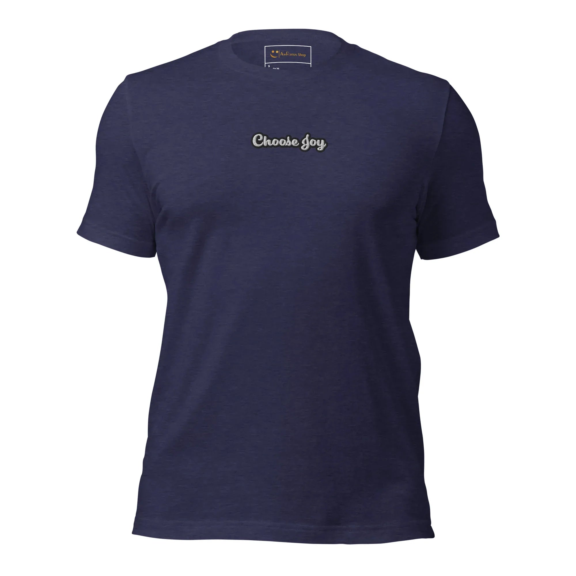 Unisex | Choose Joy T-Shirt t-shirt AwRans Clothing unisex-staple-t-shirt-heather-midnight-navy-front-674b708459786