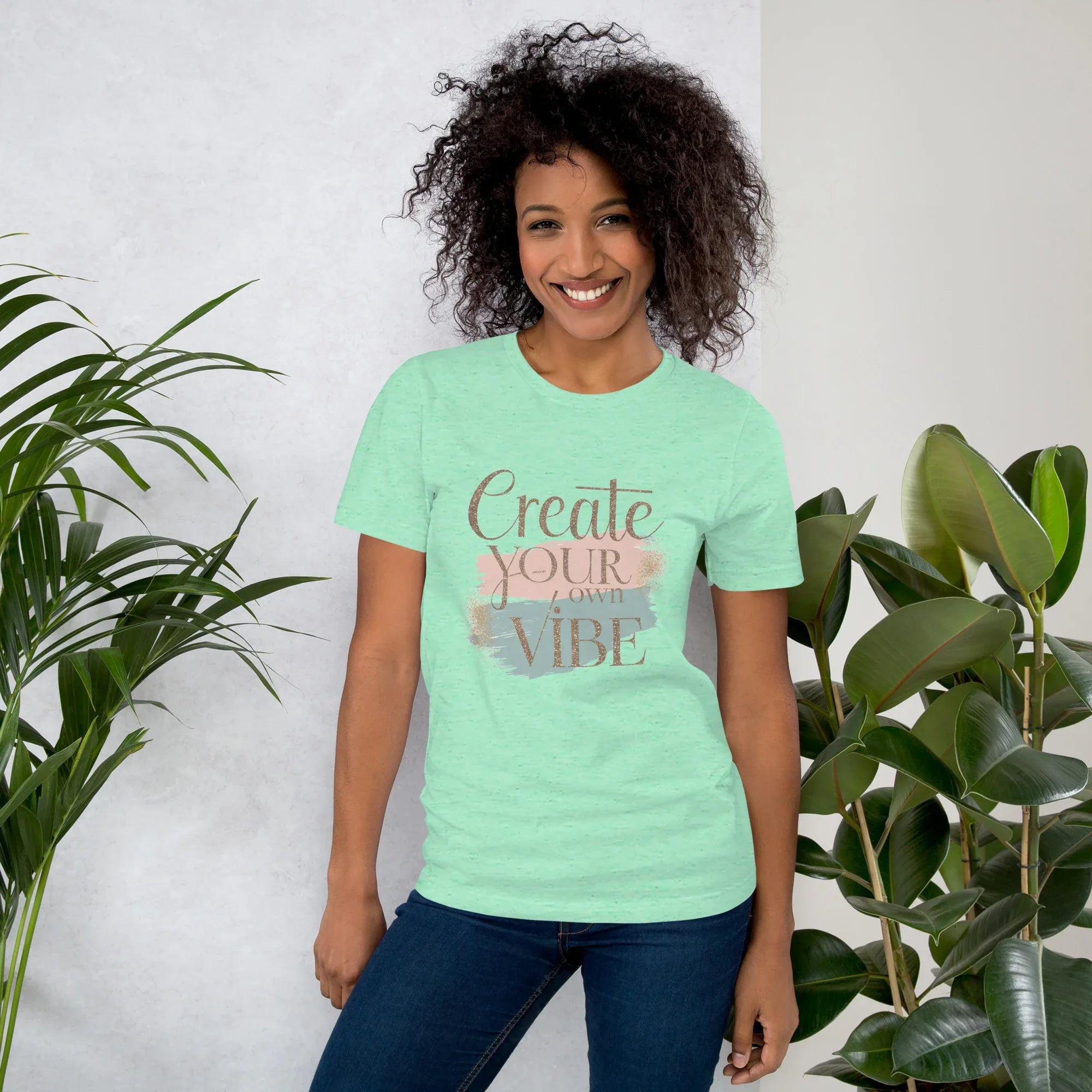 Women's T-Shirt | Creat Your Own Vibe Heather Mint Women's t-shirt AwRans Clothing unisex-staple-t-shirt-heather-mint-front-6799e52014b40