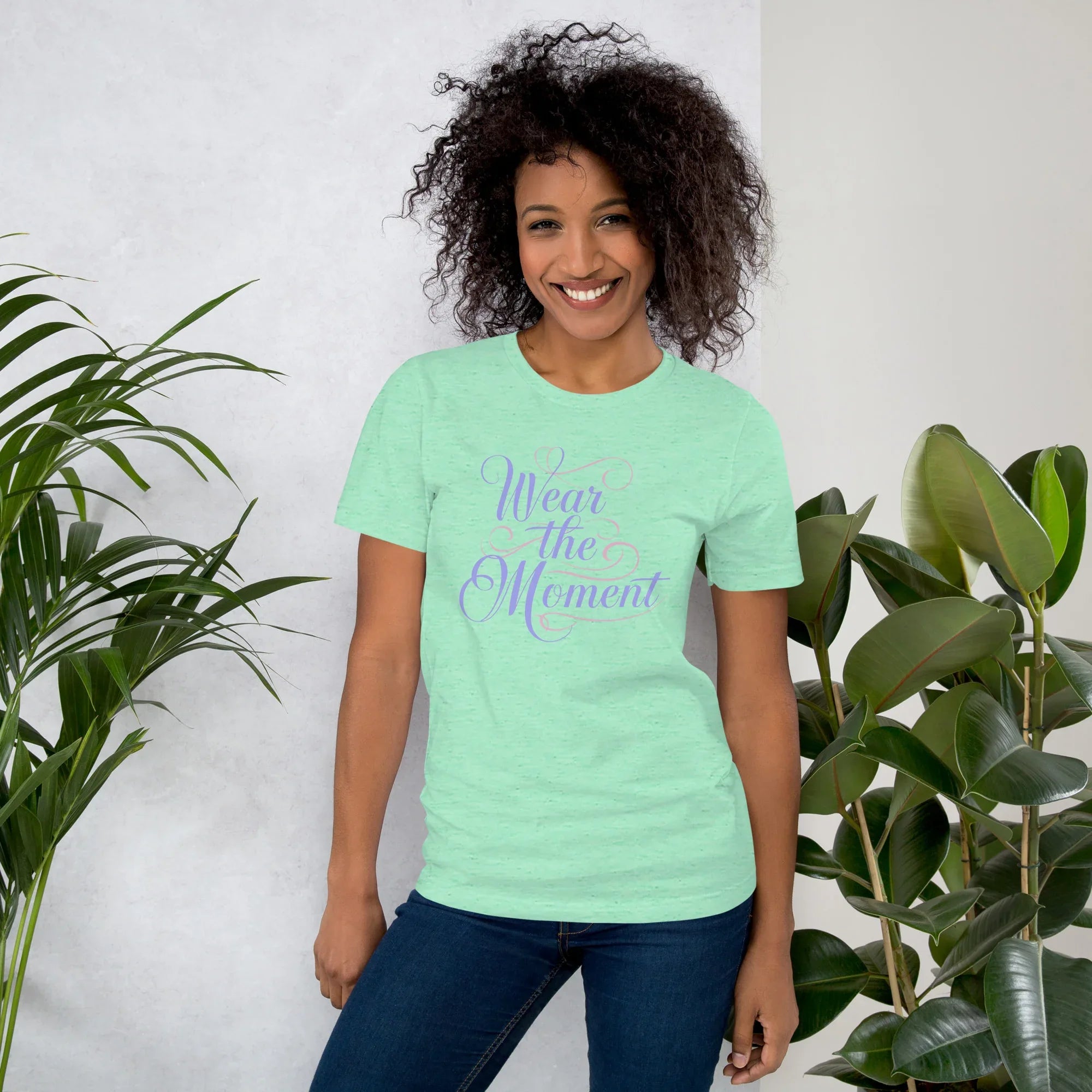Women's T-Shirt | Wear The Moment Heather Mint Women's t-shirt AwRans Clothing unisex-staple-t-shirt-heather-mint-front-6799e6545b3f0