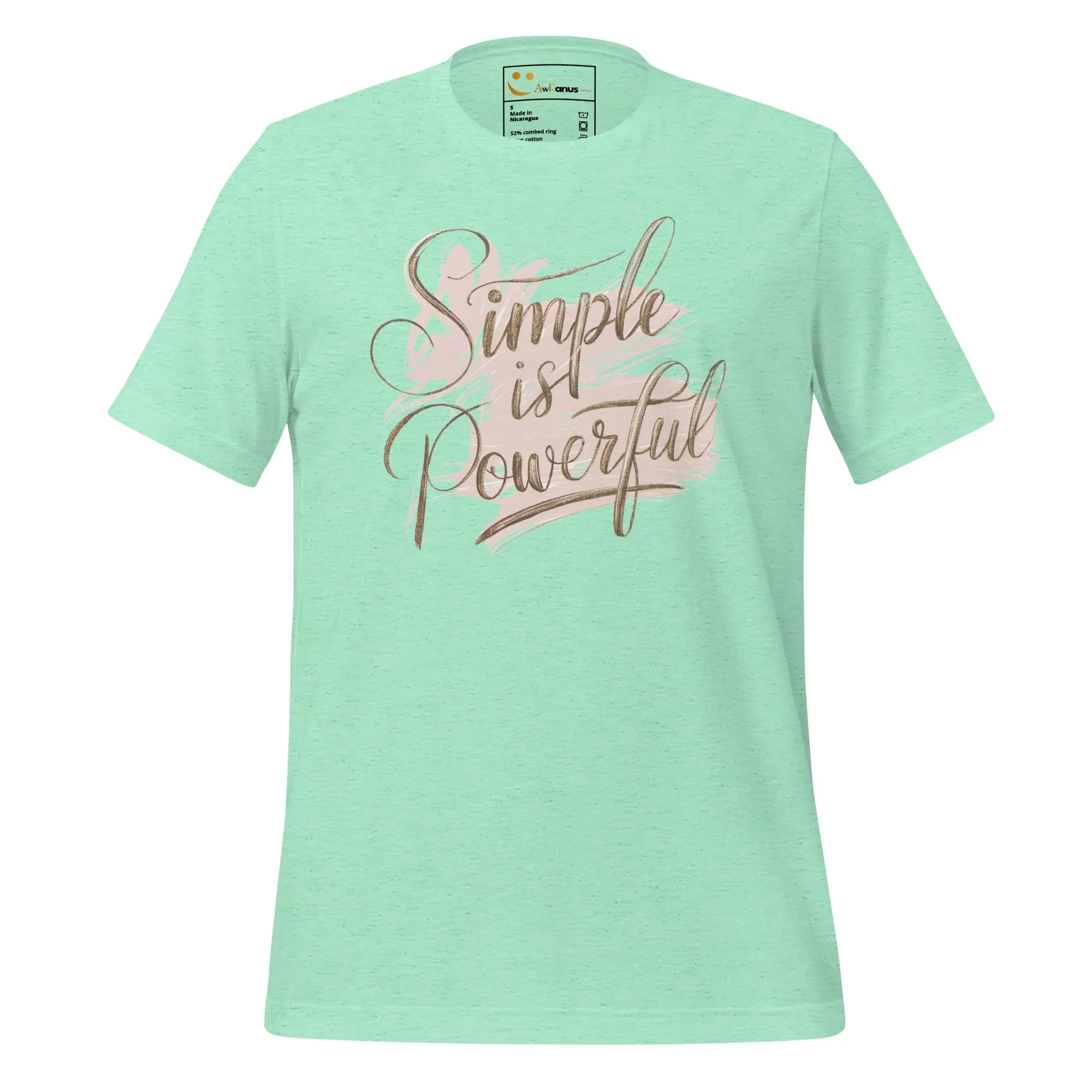 Women's T-Shirt | Simple Is Powerful Women's t-shirt AwRans Clothing unisex-staple-t-shirt-heather-mint-front-679a45942a157
