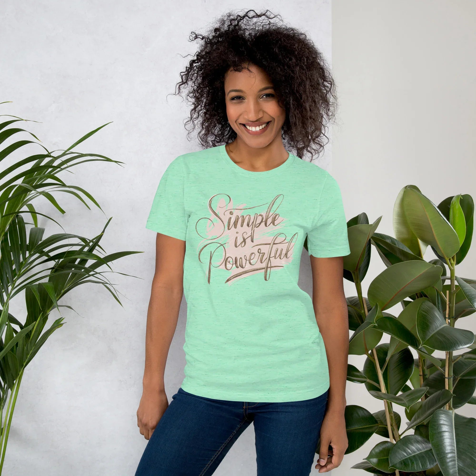 Women's T-Shirt | Simple Is Powerful Heather Mint Women's t-shirt AwRans Clothing unisex-staple-t-shirt-heather-mint-front-679a45954354c