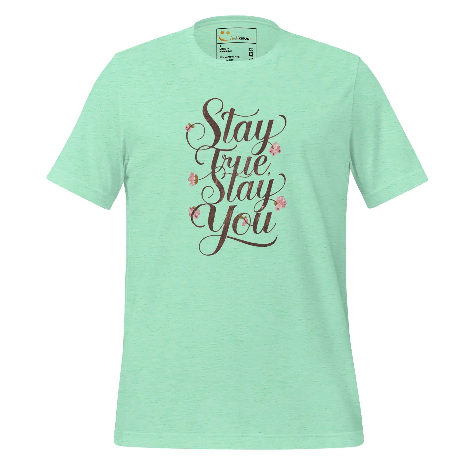 Women's T-Shirt | Stay True,Stay You. Women's t-shirt AwRans Clothing unisex-staple-t-shirt-heather-mint-front-679a9bf1b9b00