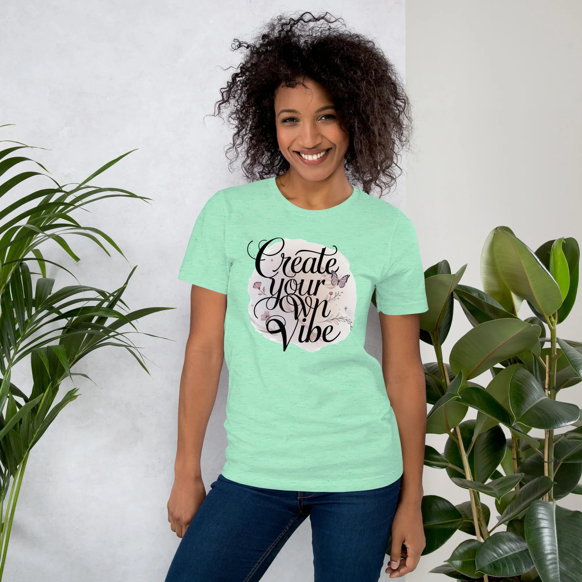 Women's T-Shirt | Create Your Own Vibe Heather Mint Women's t-shirt AwRans Clothing unisex-staple-t-shirt-heather-mint-front-679bc03cd3754