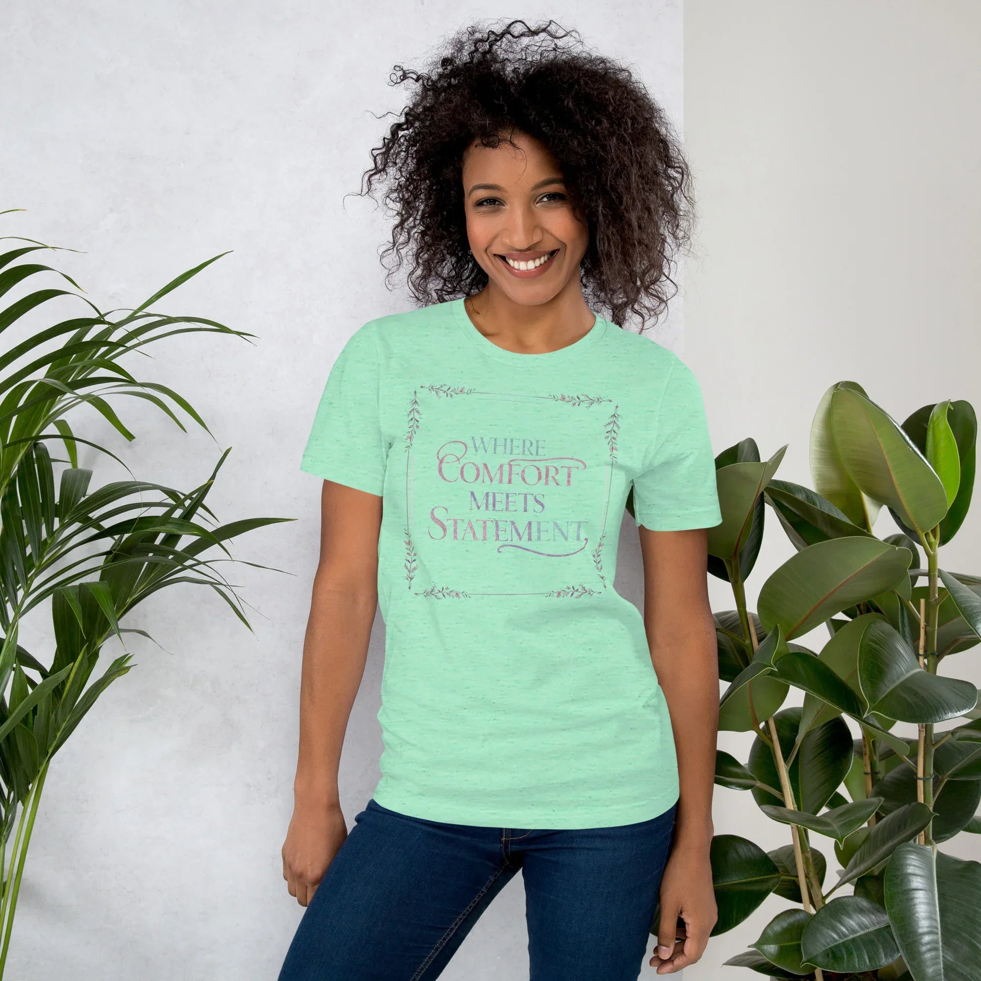 Women's T-Shirt | Where Comfort Meets Statement Heather Mint Women's t-shirt AwRans Clothing unisex-staple-t-shirt-heather-mint-front-679bdbf558118
