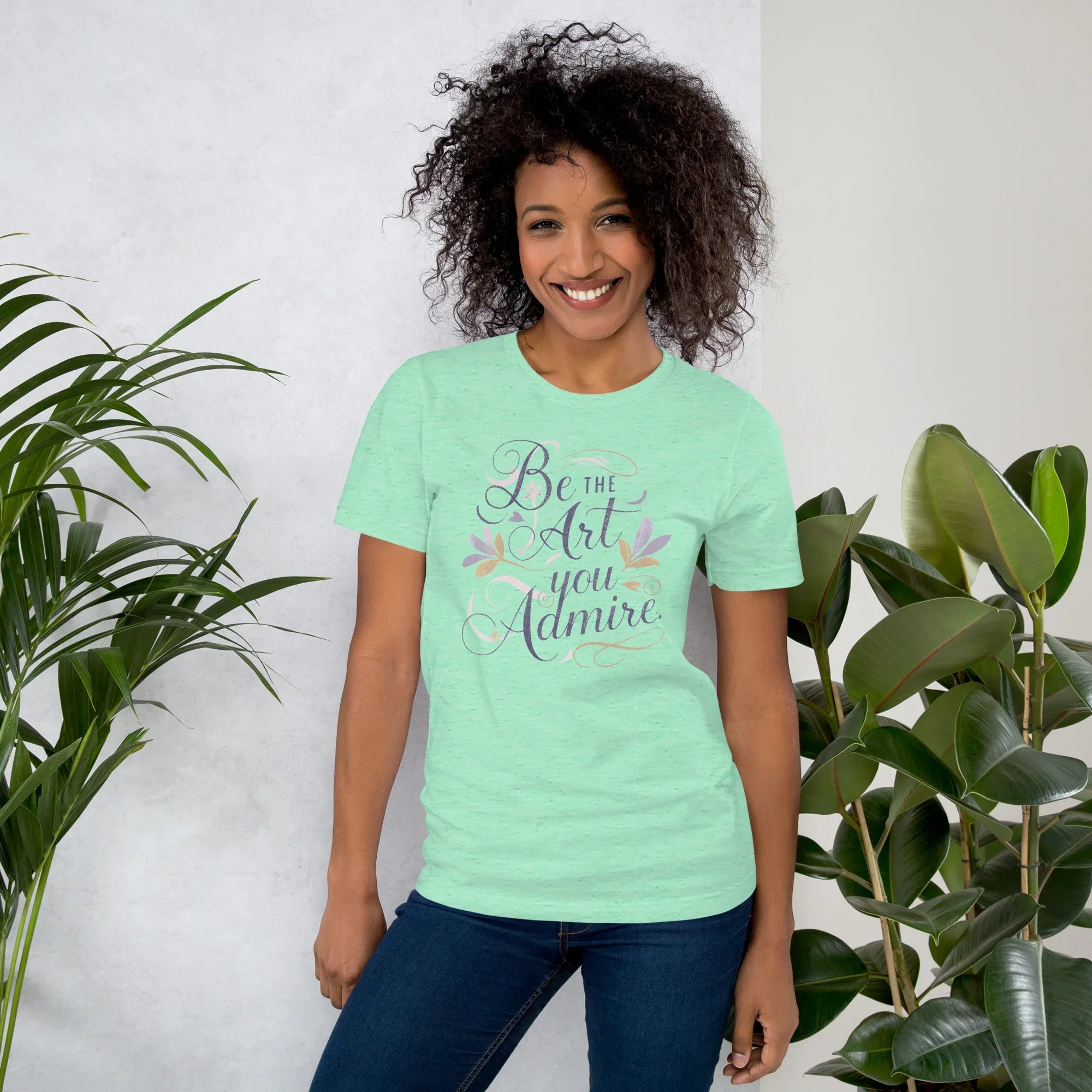Women's T-Shirt | Be The Art You Admire Heather Mint Women's t-shirt AwRans Clothing unisex-staple-t-shirt-heather-mint-front-679be2795dd95
