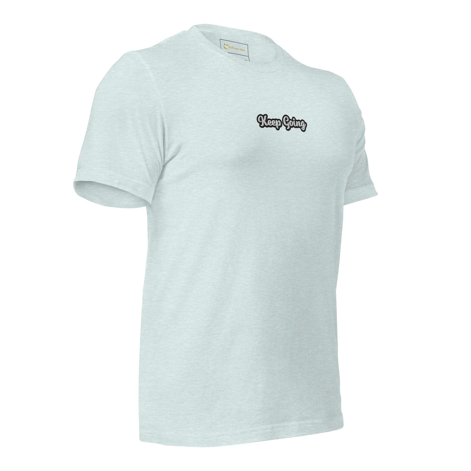 Unisex | Keep Going T-Shirt t-shirt AwRans Clothing unisex-staple-t-shirt-heather-prism-ice-blue-right-front-6749e0f6f27a2