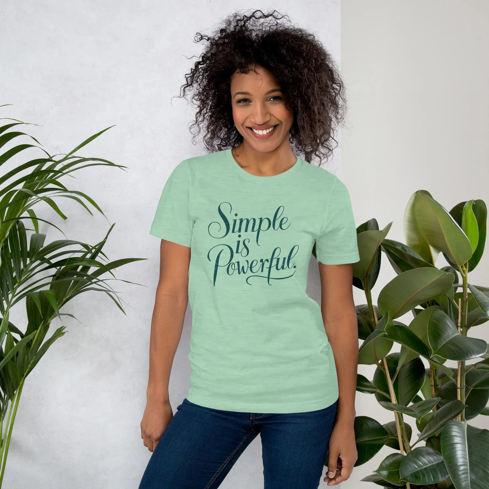 Women's T-Shirt | Simple Is Powerful Heather Prism Mint Women's t-shirt AwRans Clothing unisex-staple-t-shirt-heather-prism-mint-front-679bdccd67ed4