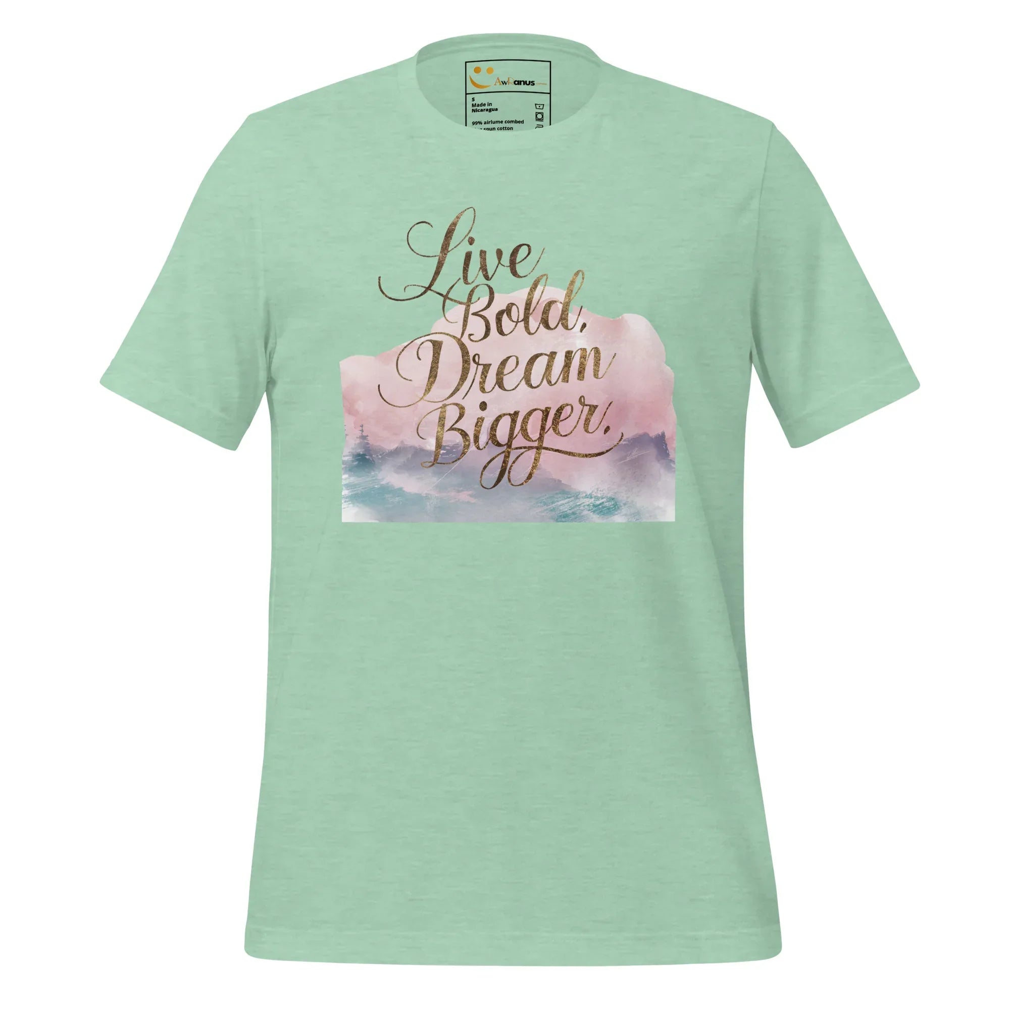 Women's T-Shirt | Live Bold,Dream Bigger. Women's t-shirt AwRans Clothing unisex-staple-t-shirt-heather-prism-mint-front-679be00216d20