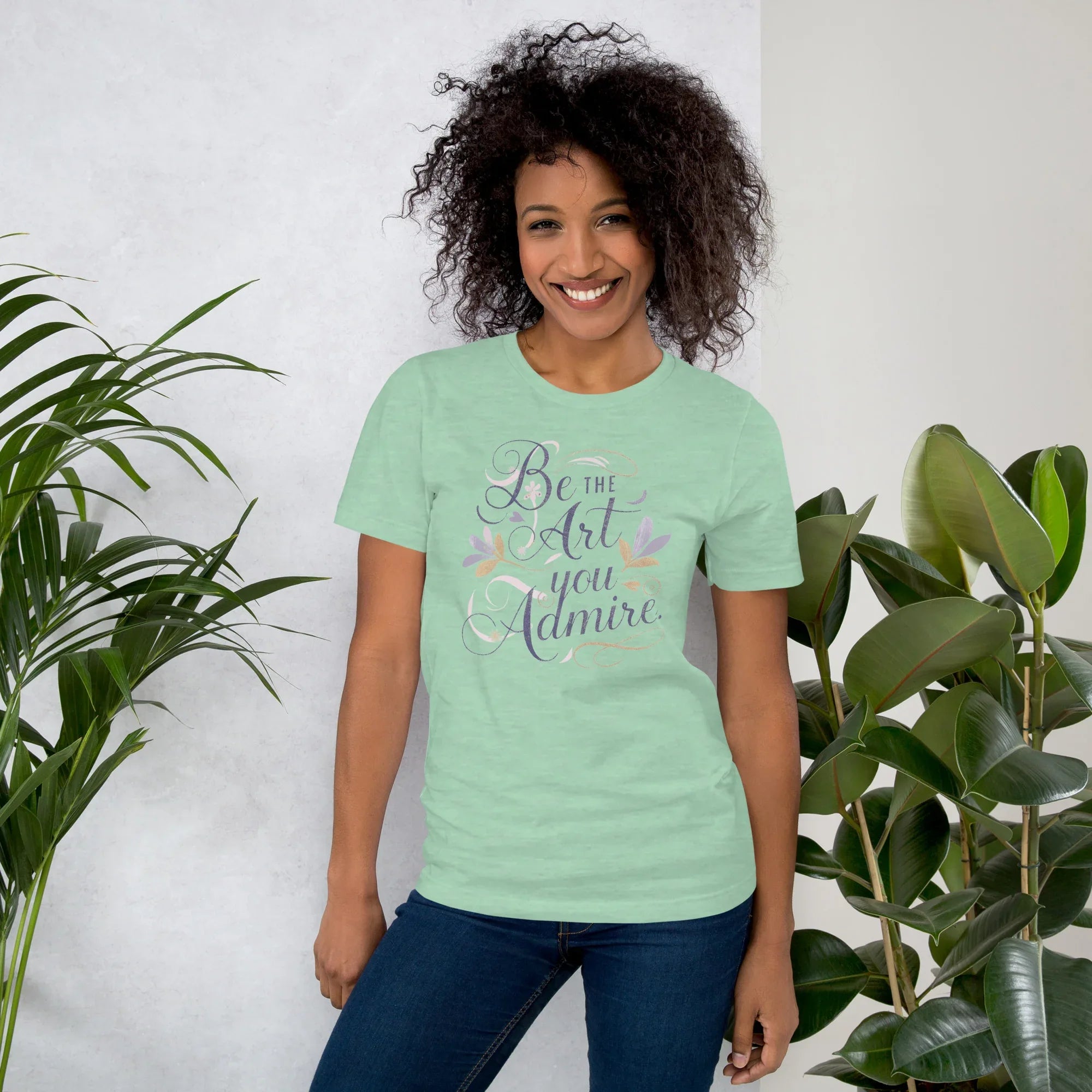 Women's T-Shirt | Be The Art You Admire Heather Prism Mint Women's t-shirt AwRans Clothing unisex-staple-t-shirt-heather-prism-mint-front-679be278e67a5