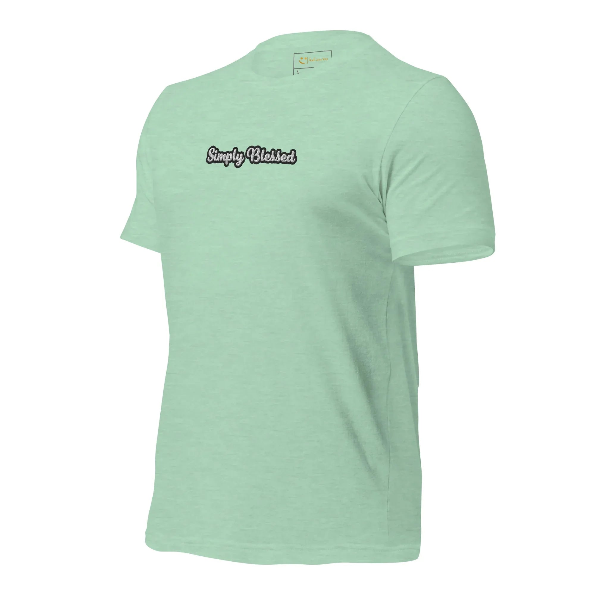 Unisex | Simply Blessed T-Shirt t-shirt AwRans Clothing unisex-staple-t-shirt-heather-prism-mint-left-front-6749edcc9c70c