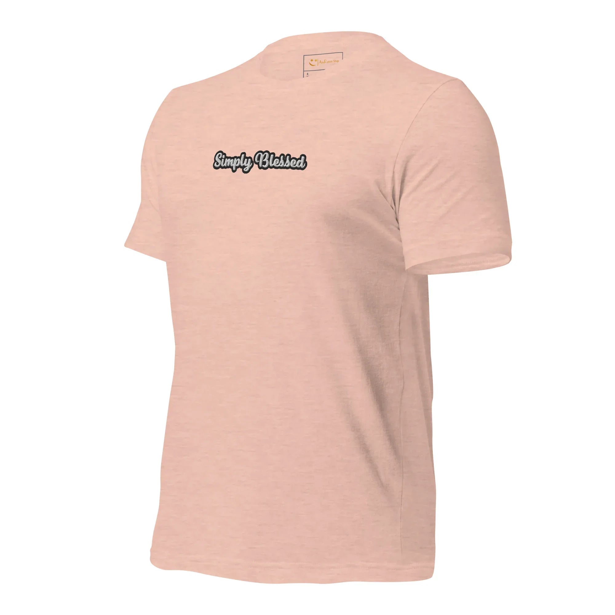 Unisex | Simply Blessed T-Shirt t-shirt AwRans Clothing unisex-staple-t-shirt-heather-prism-peach-left-front-6749edcce87f4