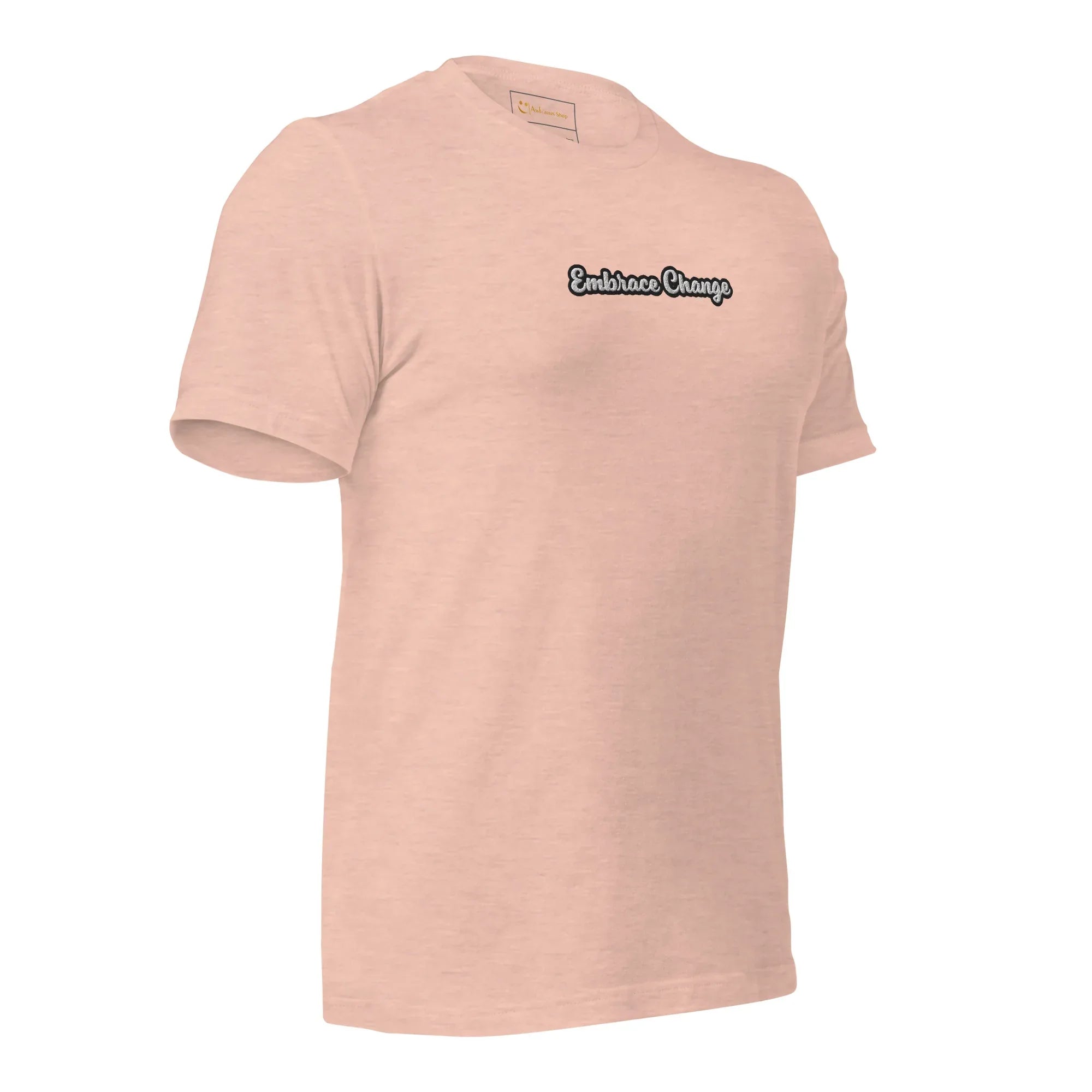 Unisex | Embrace Change T-Shirt t-shirt AwRans Clothing unisex-staple-t-shirt-heather-prism-peach-right-front-6749cca4e3747