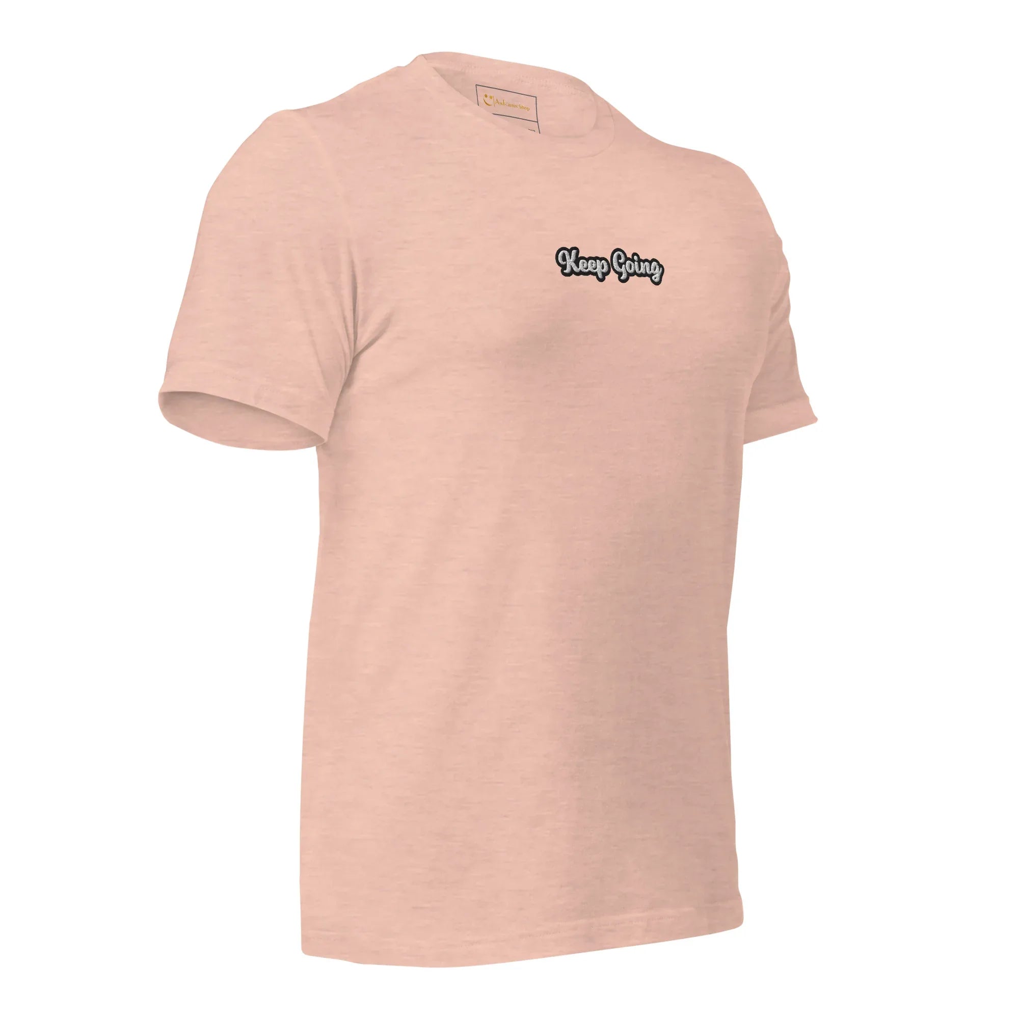 Unisex | Keep Going T-Shirt t-shirt AwRans Clothing unisex-staple-t-shirt-heather-prism-peach-right-front-6749e0f5c4bf5