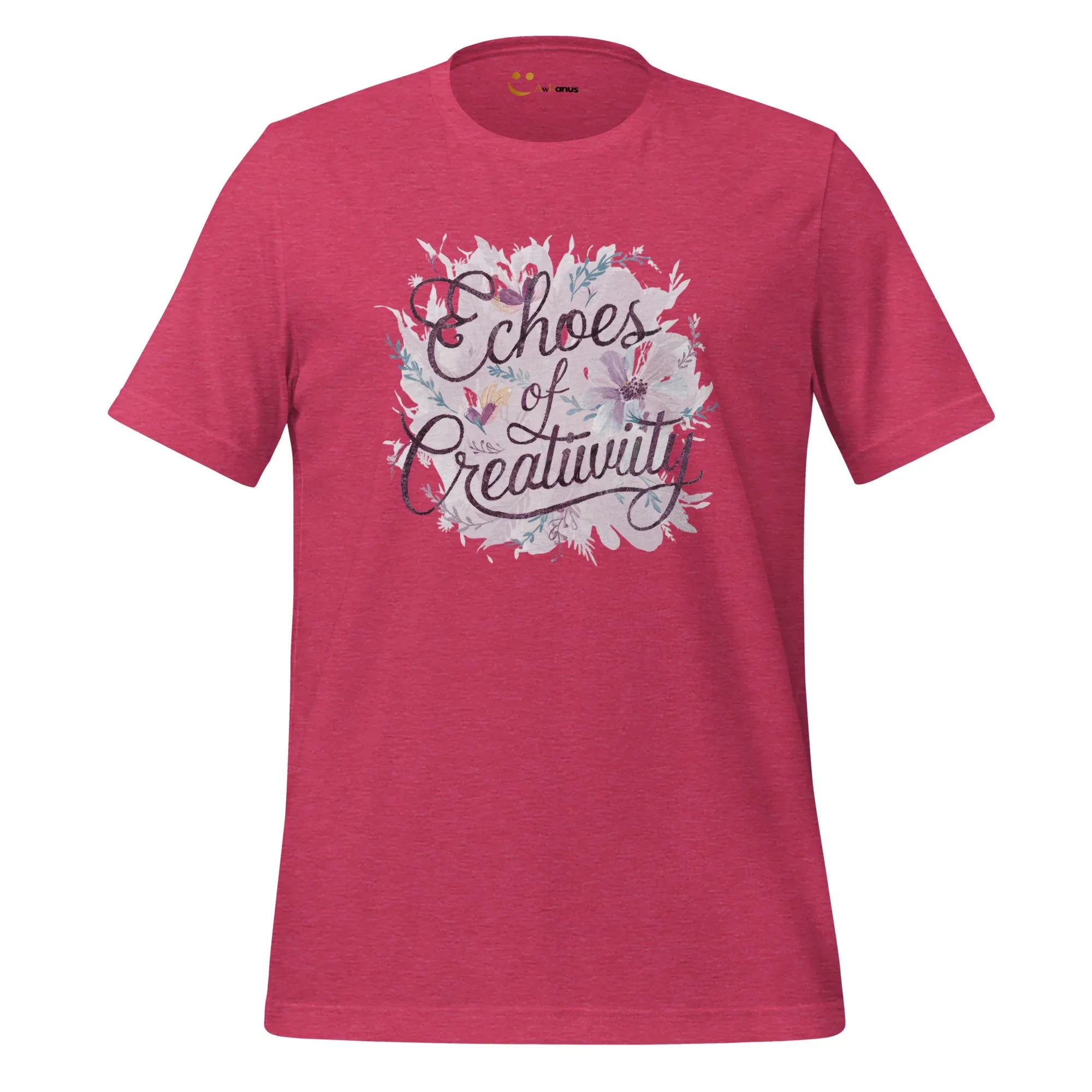 Women's T-Shirt | Echoes Of Creativity Women's t-shirt AwRans Clothing unisex-staple-t-shirt-heather-raspberry-front-6799ecd1b31c6
